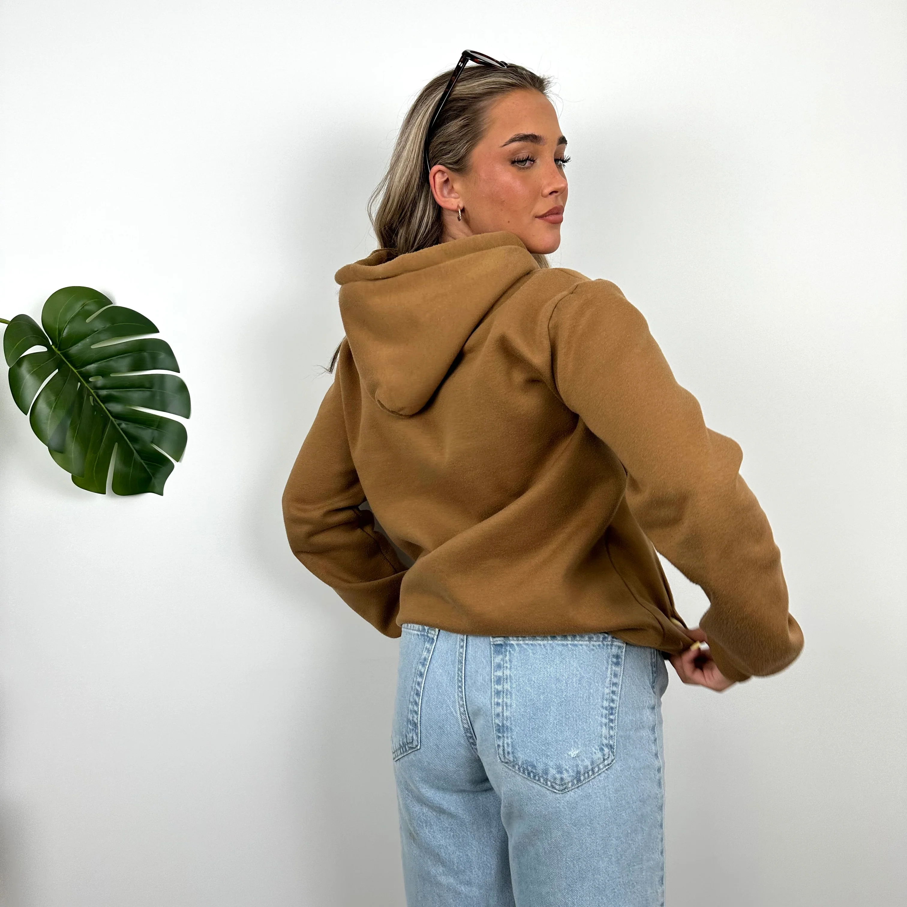 Carhartt RARE Tan Brown Embroidered Spell Out Hoodie (S) - Image 3
