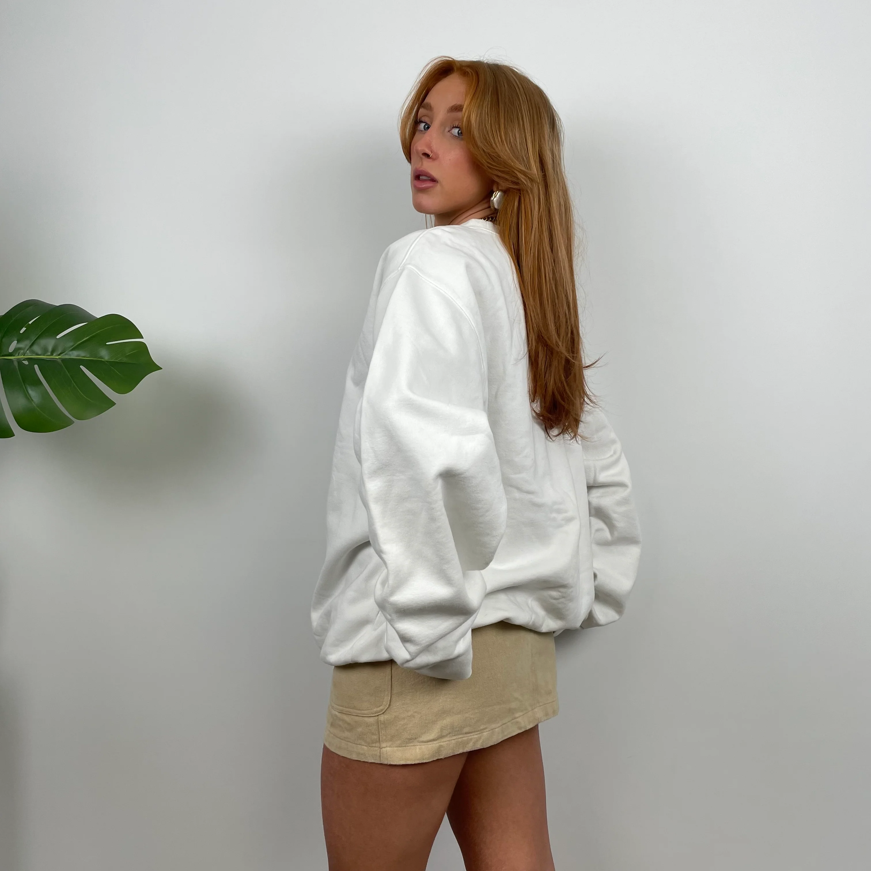 Carhartt RARE White Embroidered Spell Out Sweatshirt (L) - Image 6