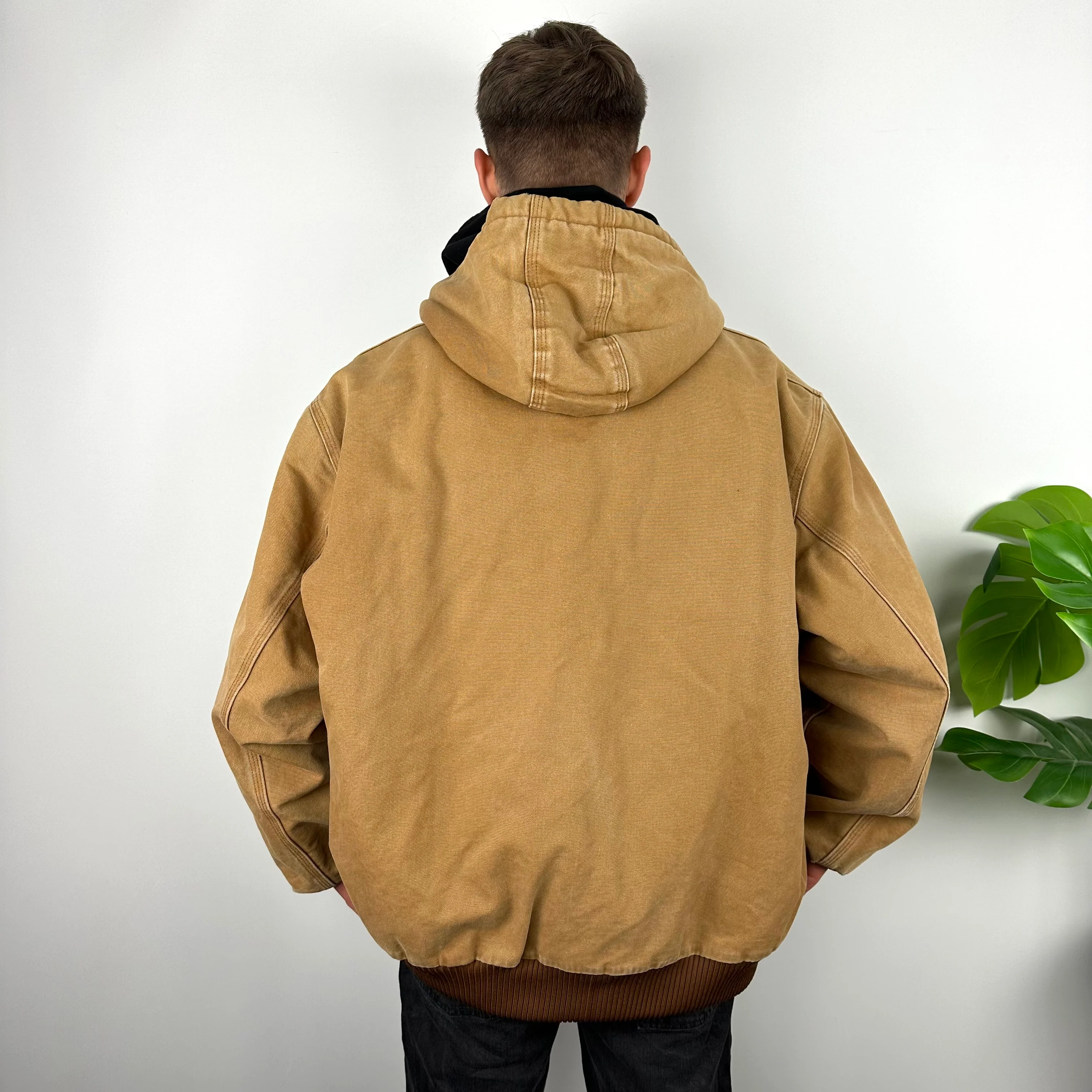 Carhartt Tan Brown Embroidered Logo Zip Up Workwear Jacket (L) - Image 7