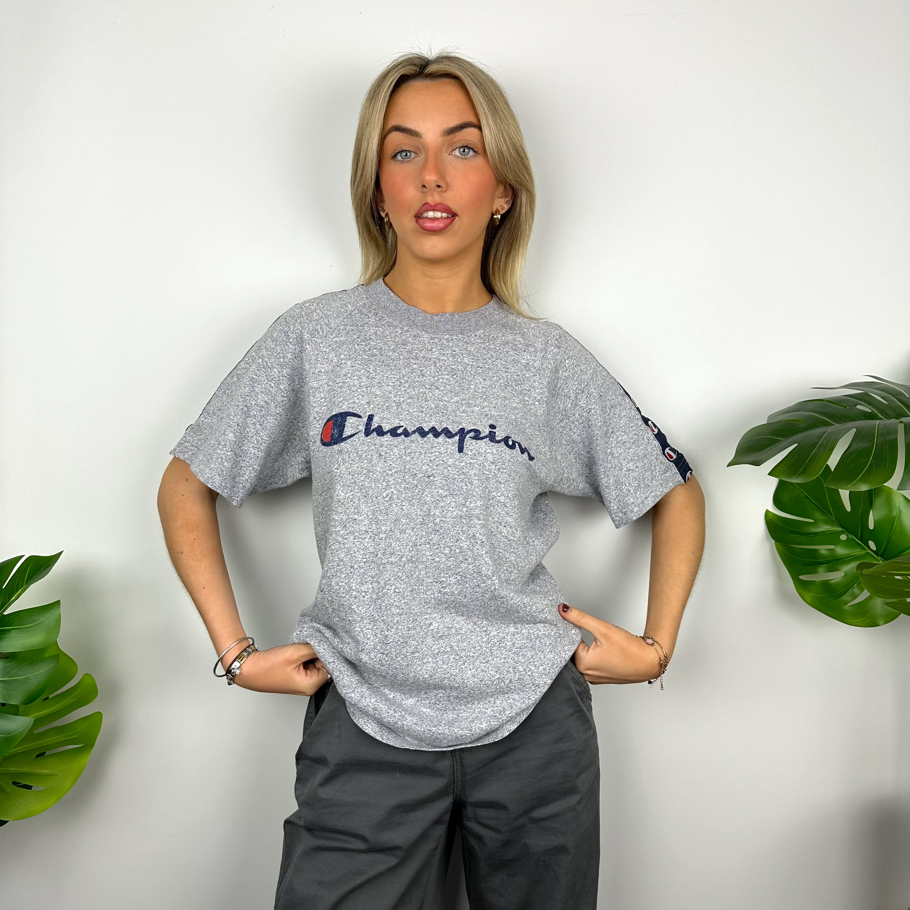Champion Grey Spell Out T Shirt (M) - Image 4