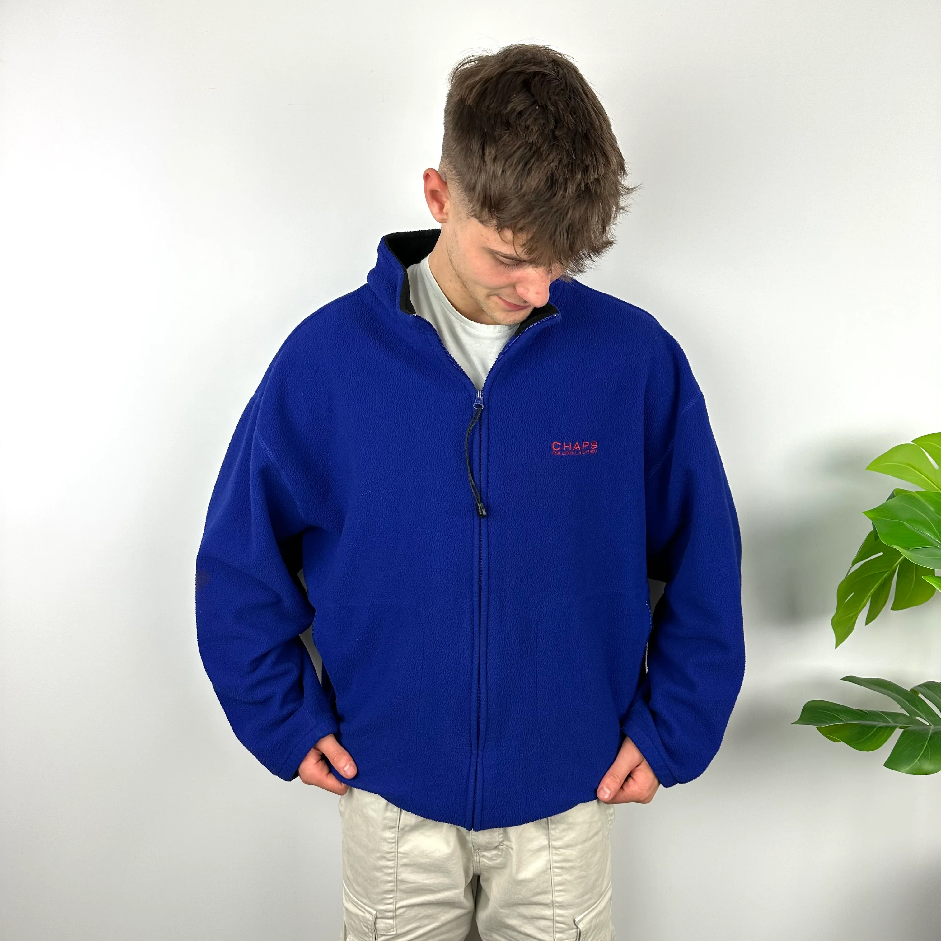 Chaps Ralph Lauren Blue Embroidered Spell Out Teddy Bear Fleece Jacket (XXL) - Image 8