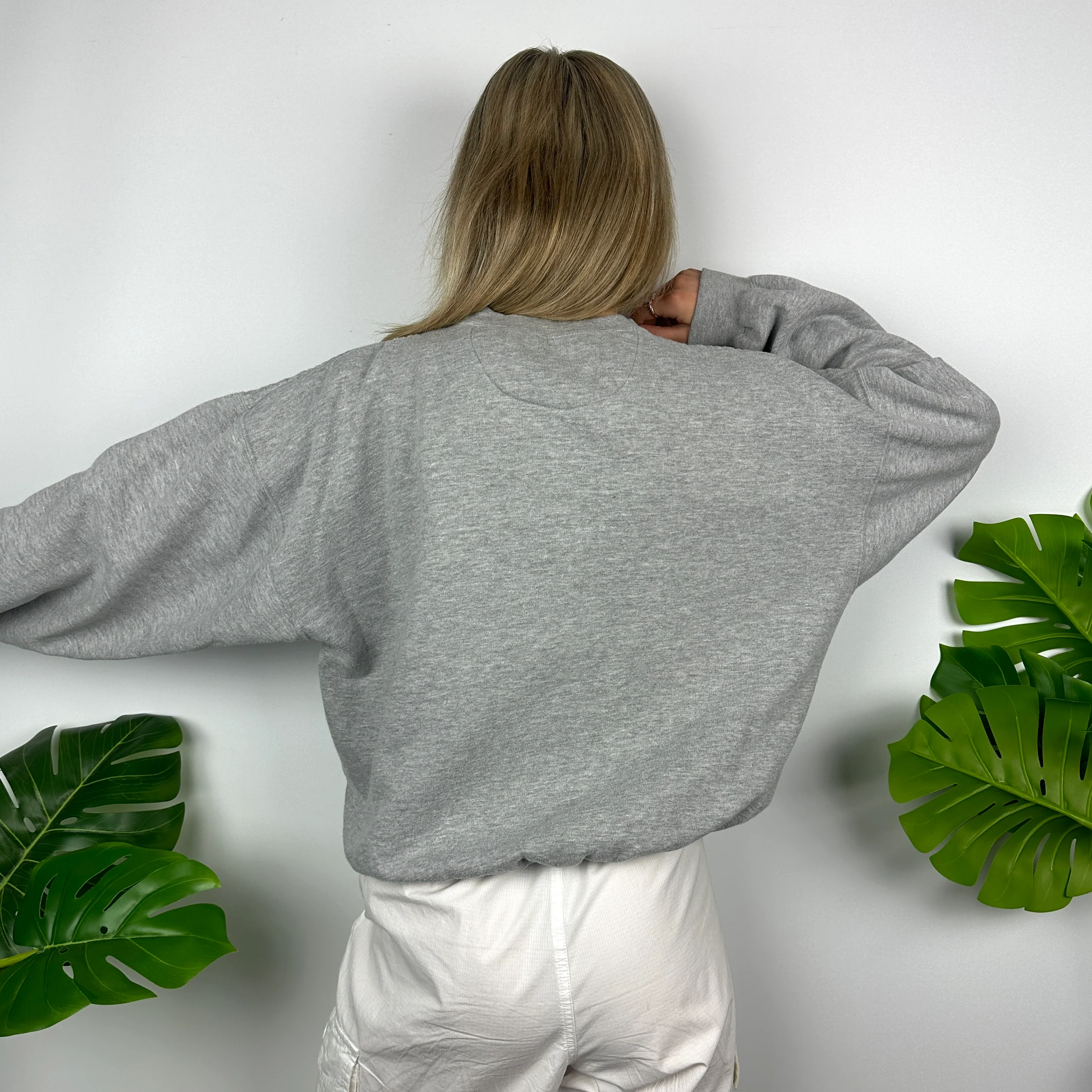 Chaps Ralph Lauren Grey Embroidered Spell Out Sweatshirt (M) - Image 6