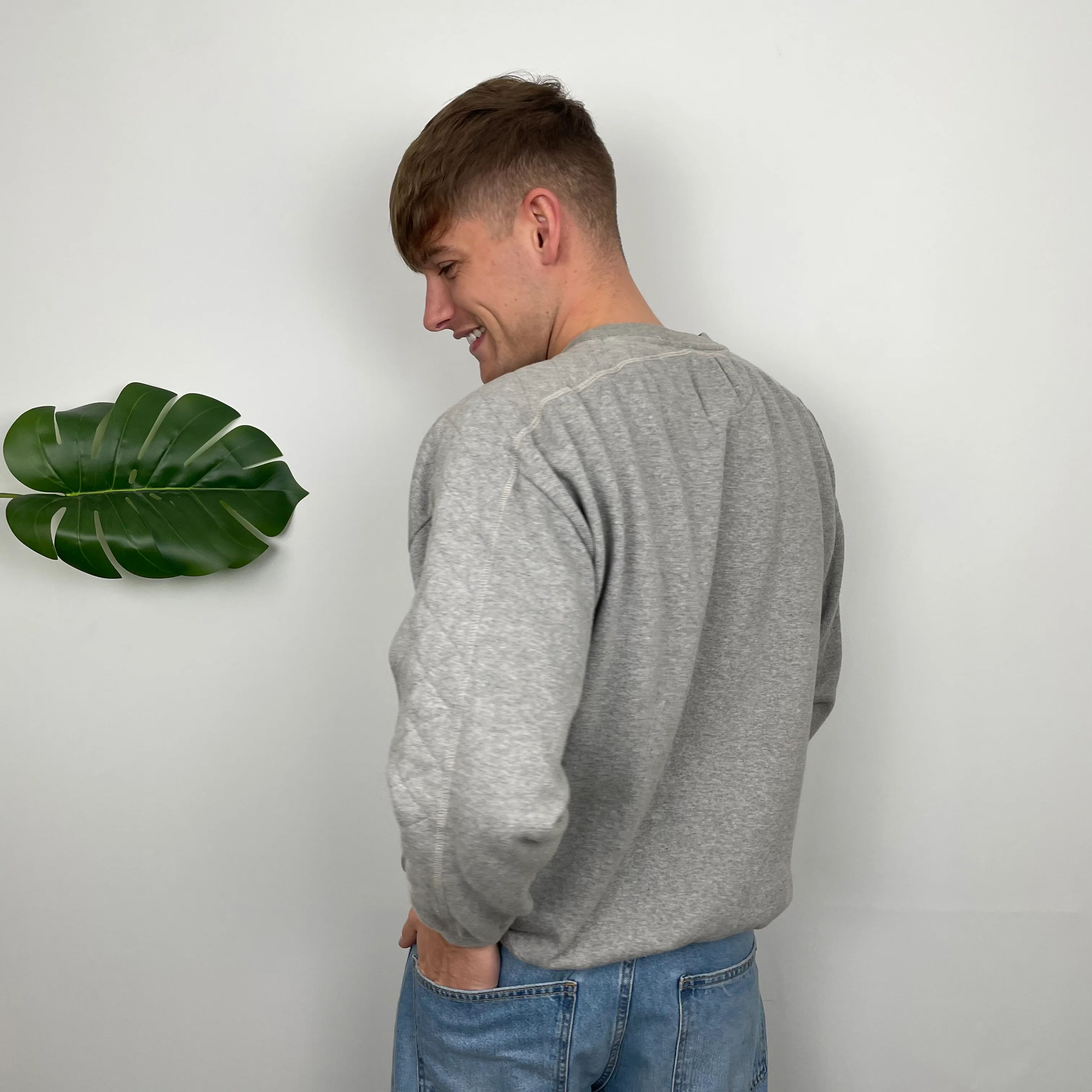 Chaps Ralph Lauren Grey Embroidered Spell Out Sweatshirt (L) - Image 7