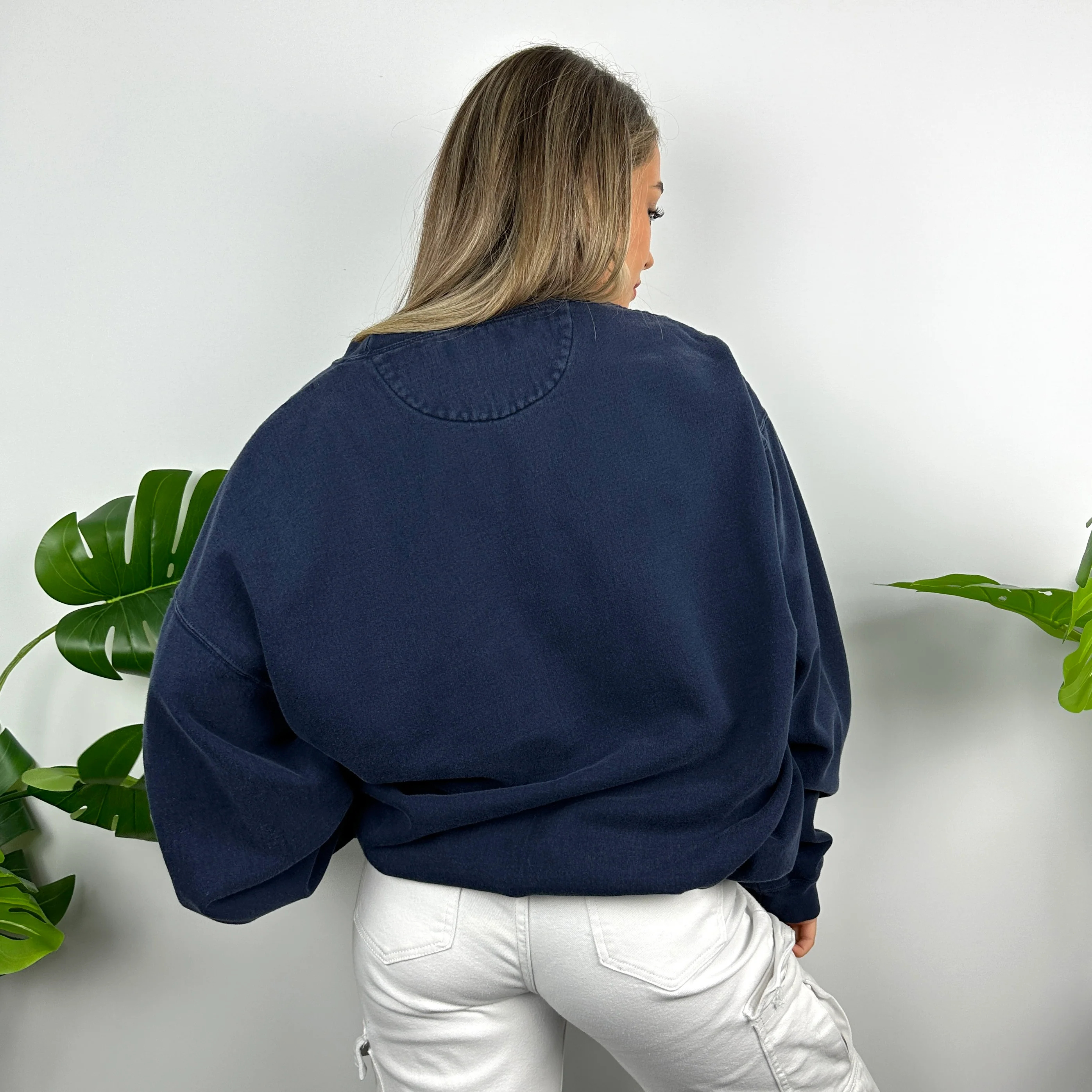 Chaps Ralph Lauren Navy Embroidered Spell Out Sweatshirt (XXL) - Image 5