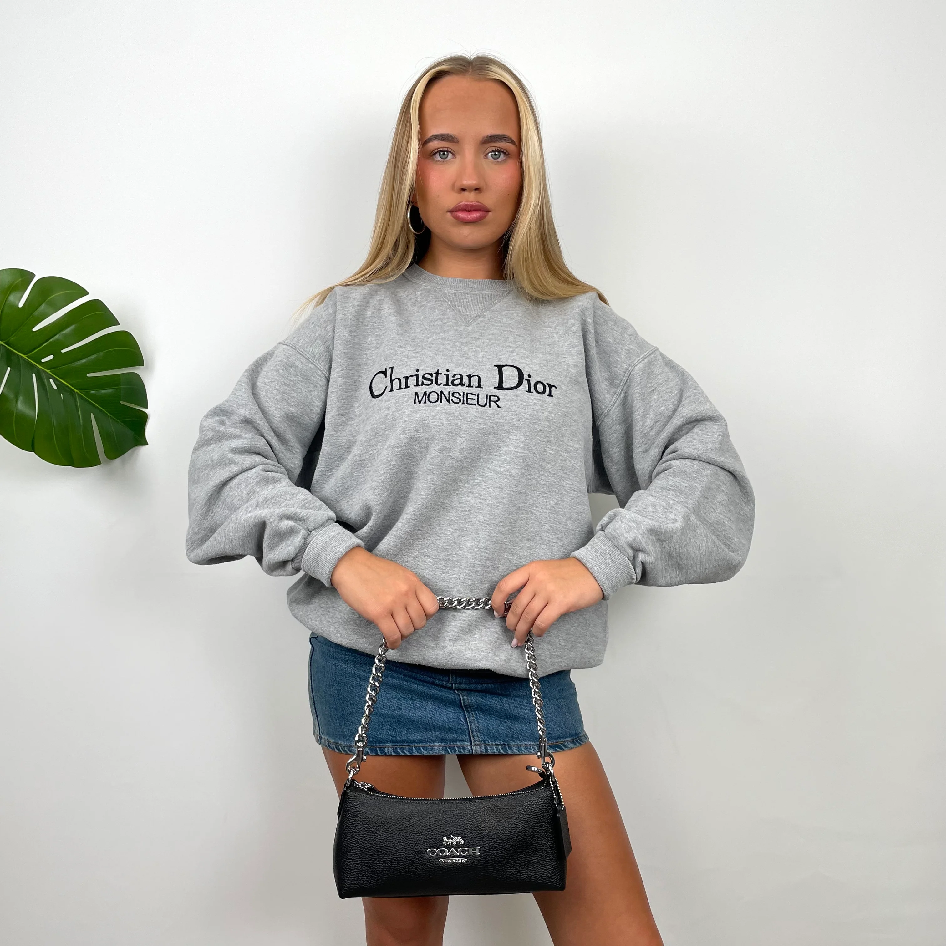 Christian Dior Grey Embroidered Spell Out Sweatshirt (L) - Image 3
