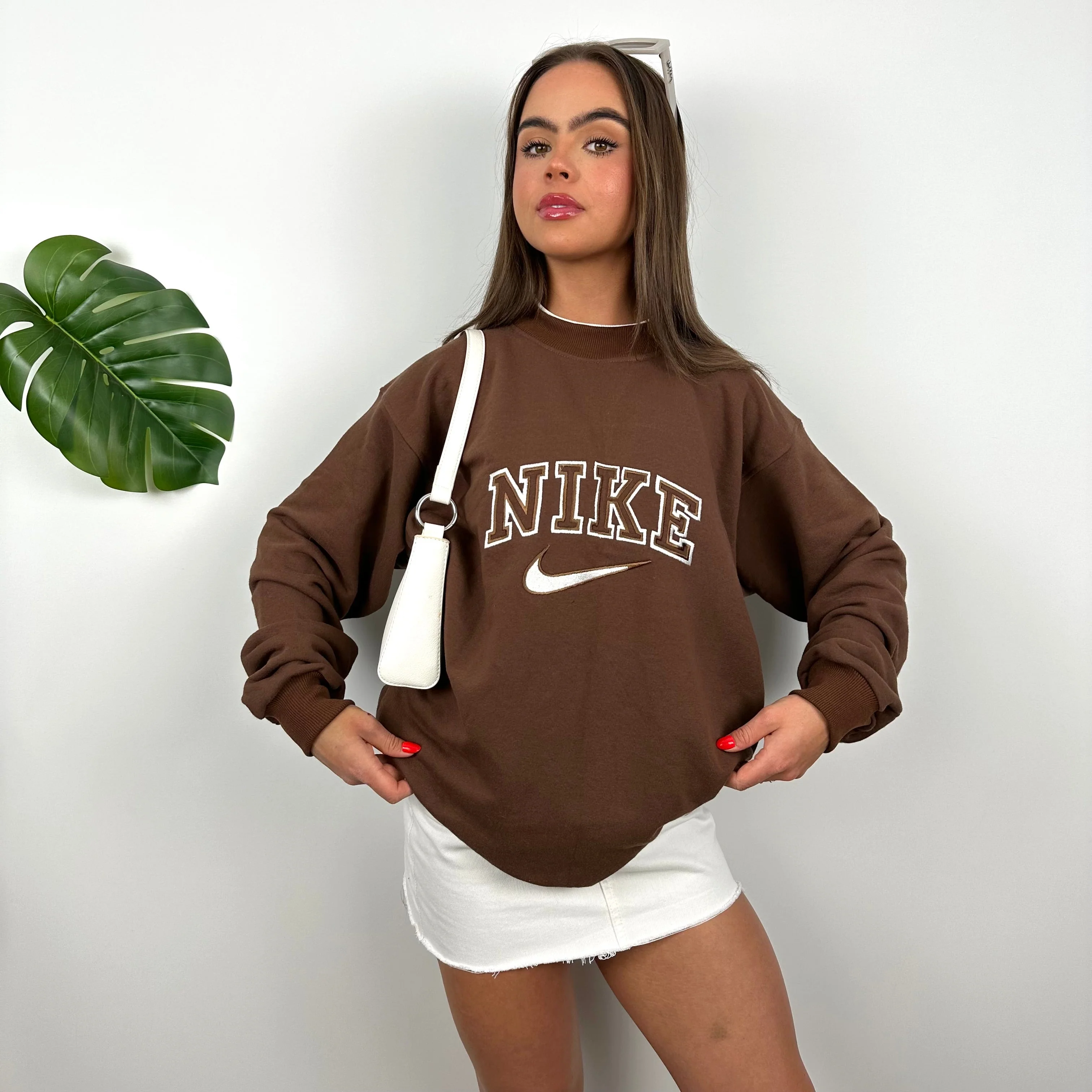 Nike Brown Embroidered Spell Out Sweatshirt as worn by Annalivia Hynds (M) - Image 2