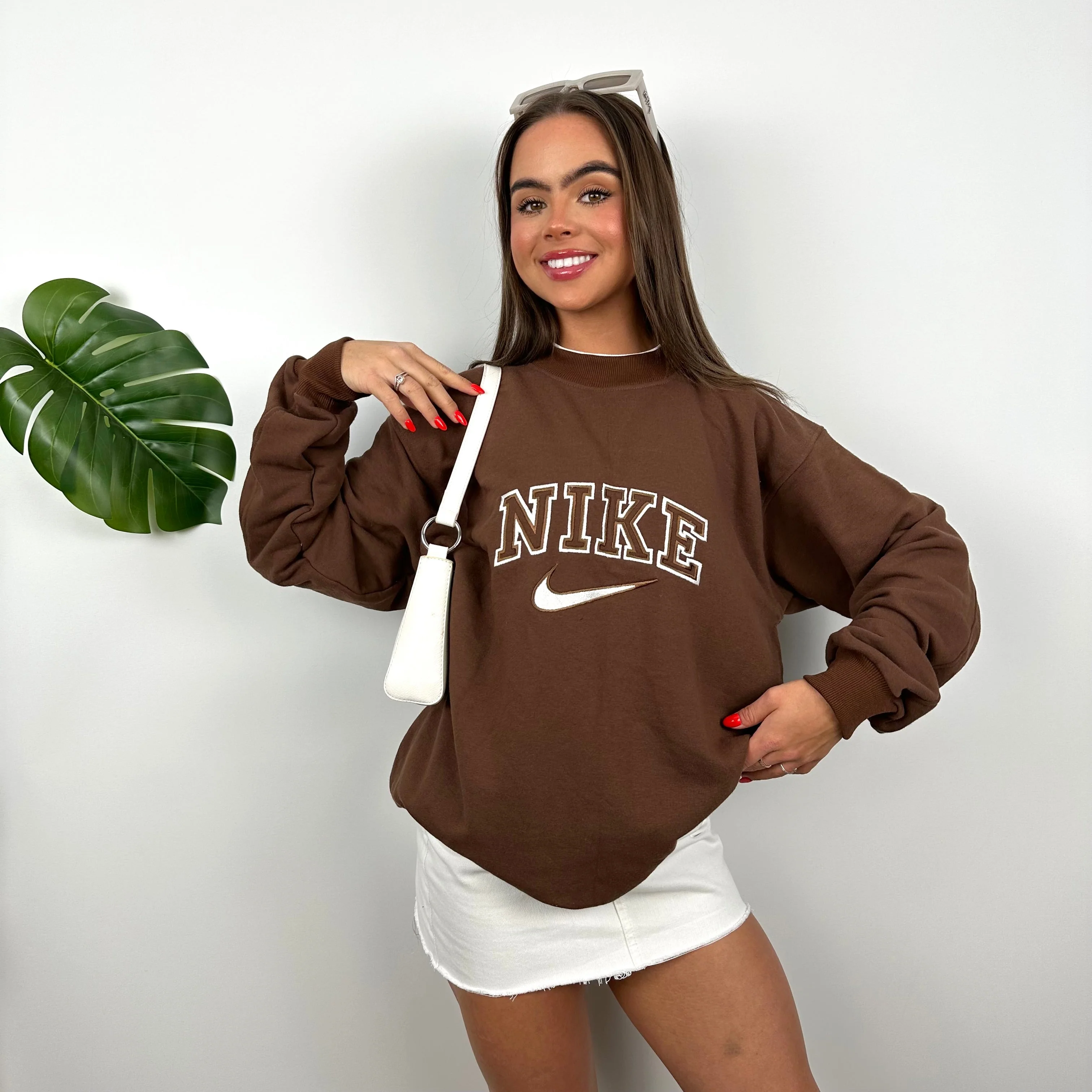 Nike Brown Embroidered Spell Out Sweatshirt as worn by Annalivia Hynds (M) - Image 4