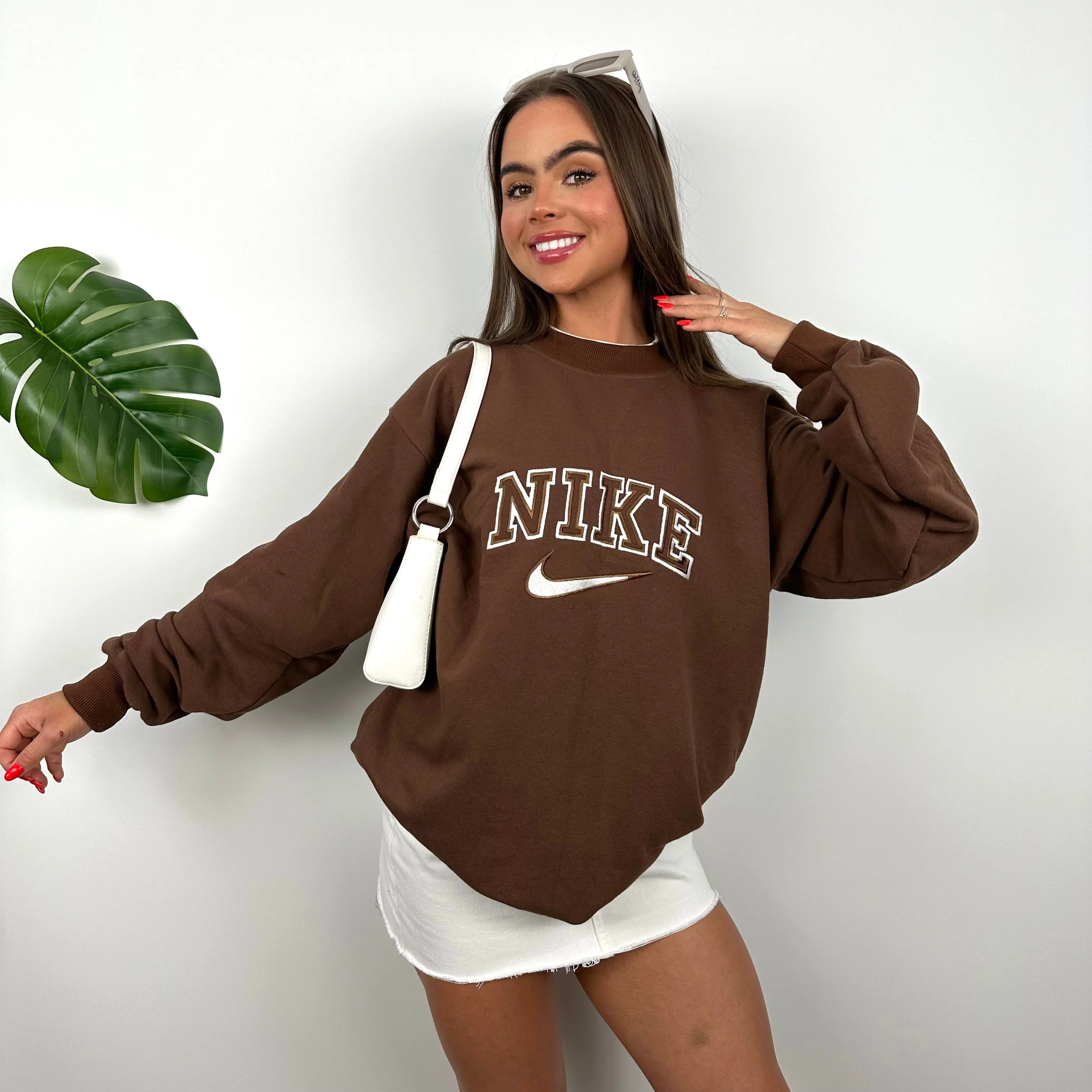 Nike Brown Embroidered Spell Out Sweatshirt as worn by Annalivia Hynds (M) - Image 5