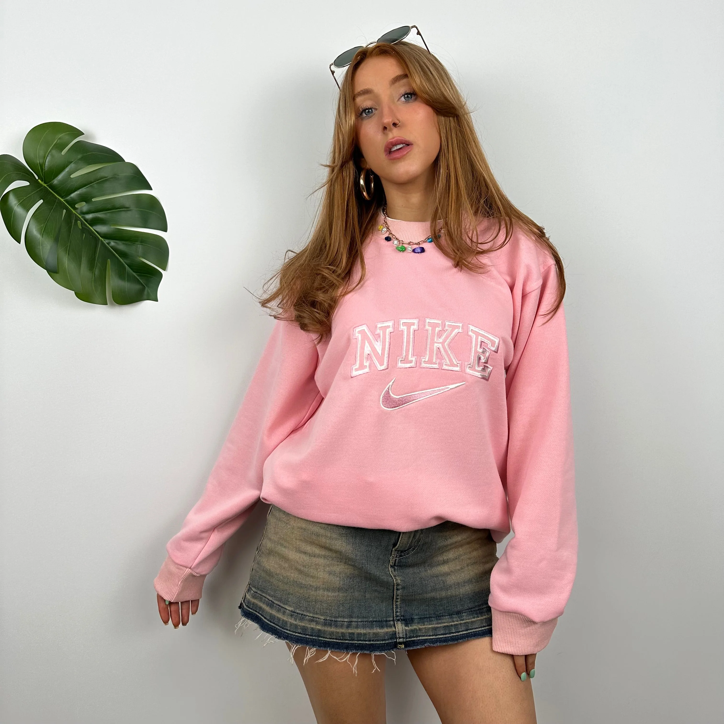 Nike Bubblegum Pink Embroidered Spell Out Sweatshirt (L) - Image 2