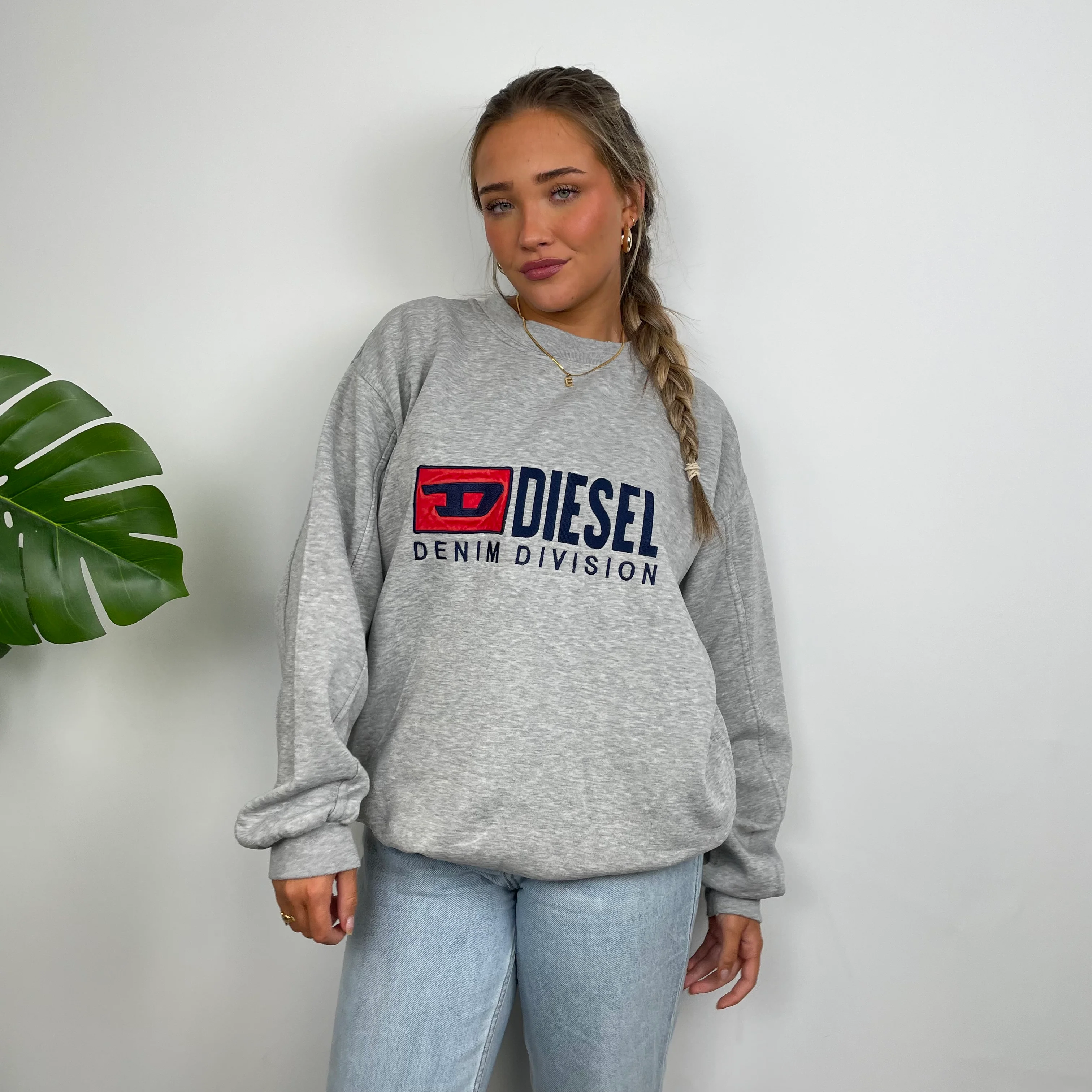 Diesel Grey Embroidered Spell Out Sweatshirt (XL) - Image 10