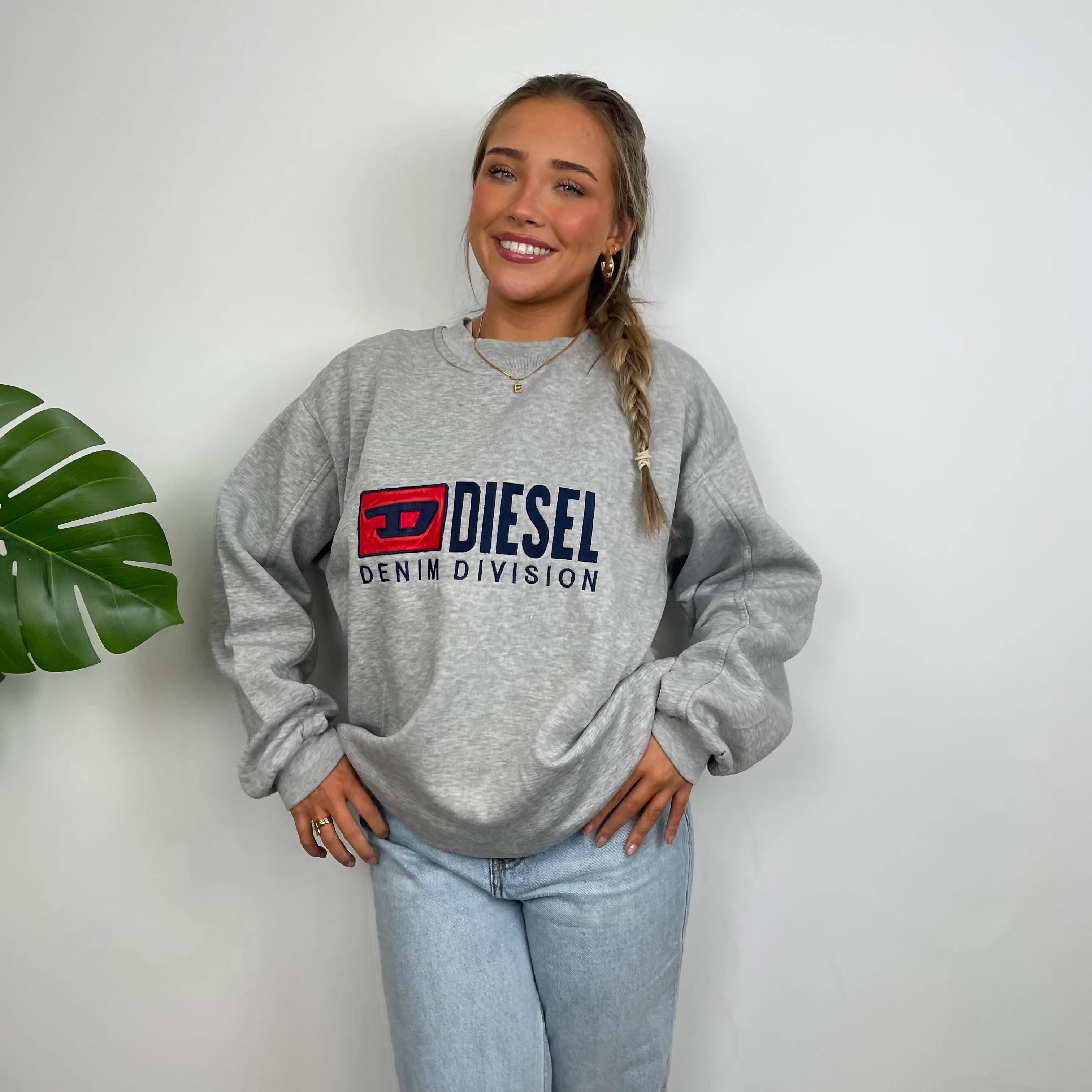 Diesel Grey Embroidered Spell Out Sweatshirt (XL) - Image 11