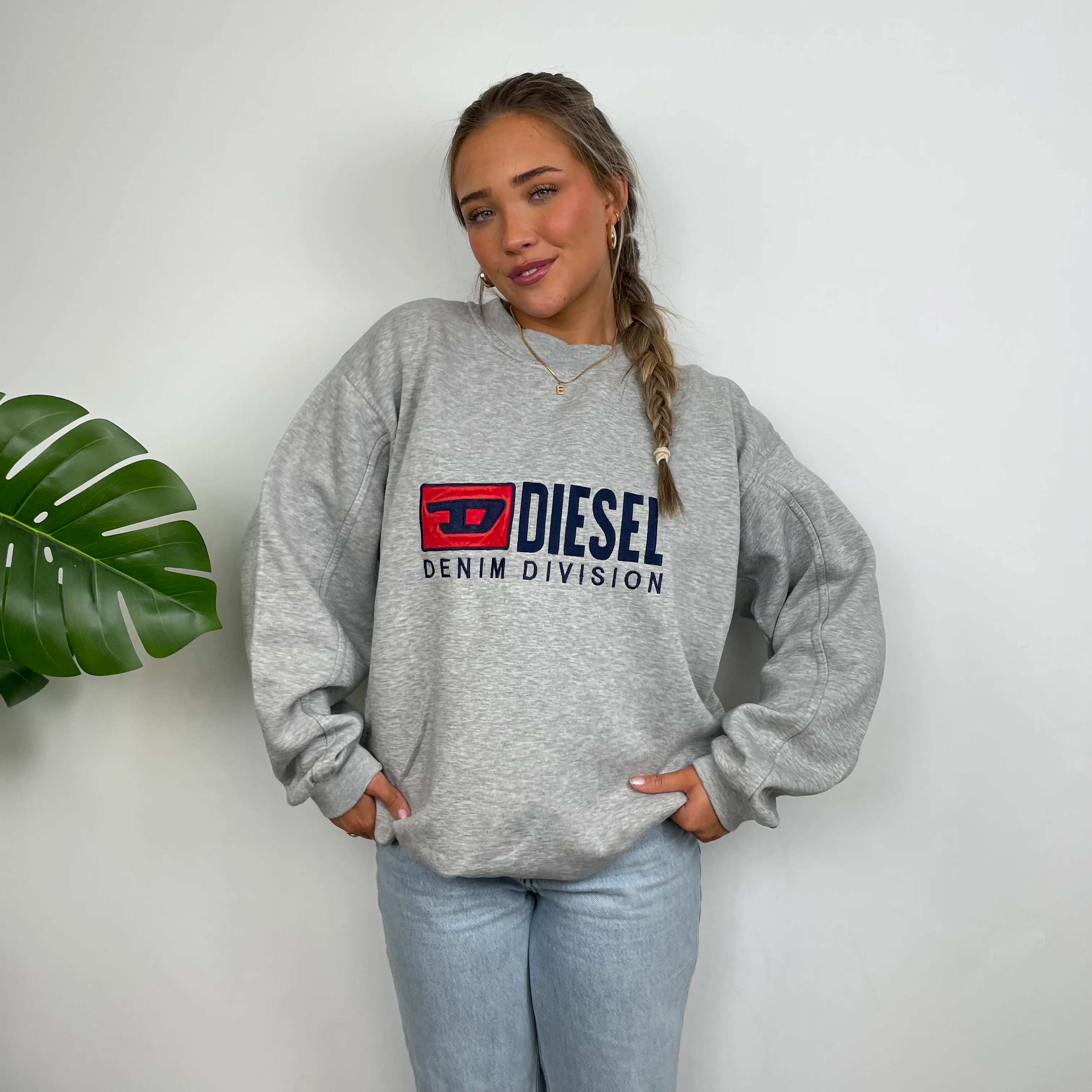 Diesel Grey Embroidered Spell Out Sweatshirt (XL) - Image 13
