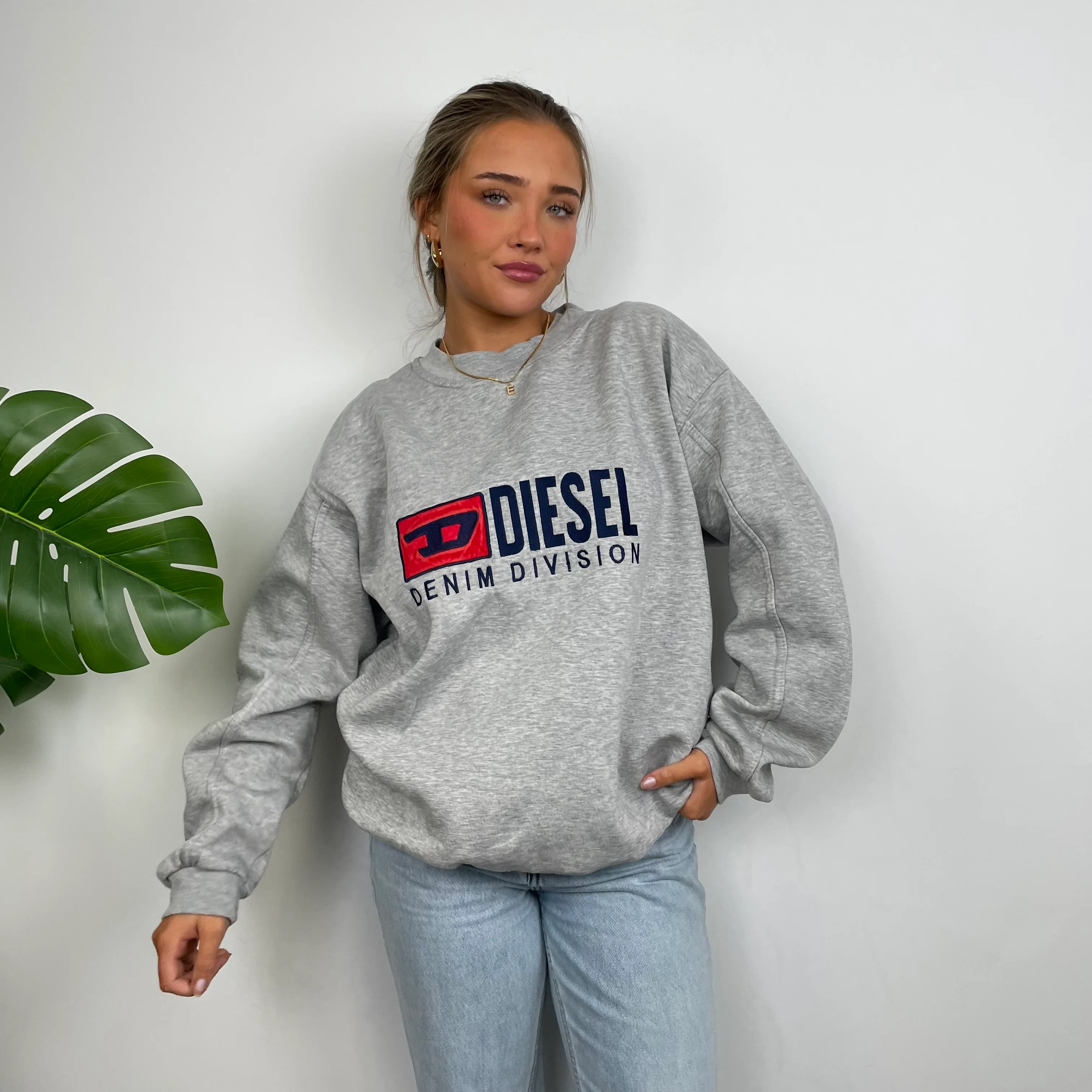 Diesel Grey Embroidered Spell Out Sweatshirt (XL) - Image 17