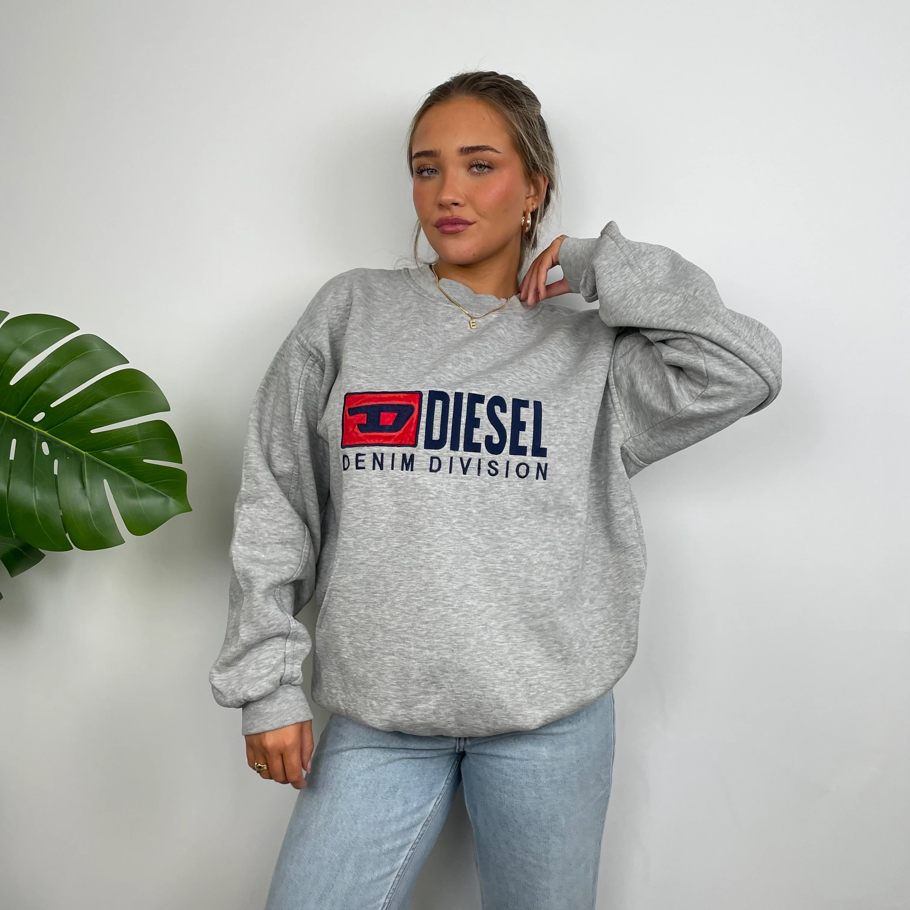 Diesel Grey Embroidered Spell Out Sweatshirt (XL) - Image 2