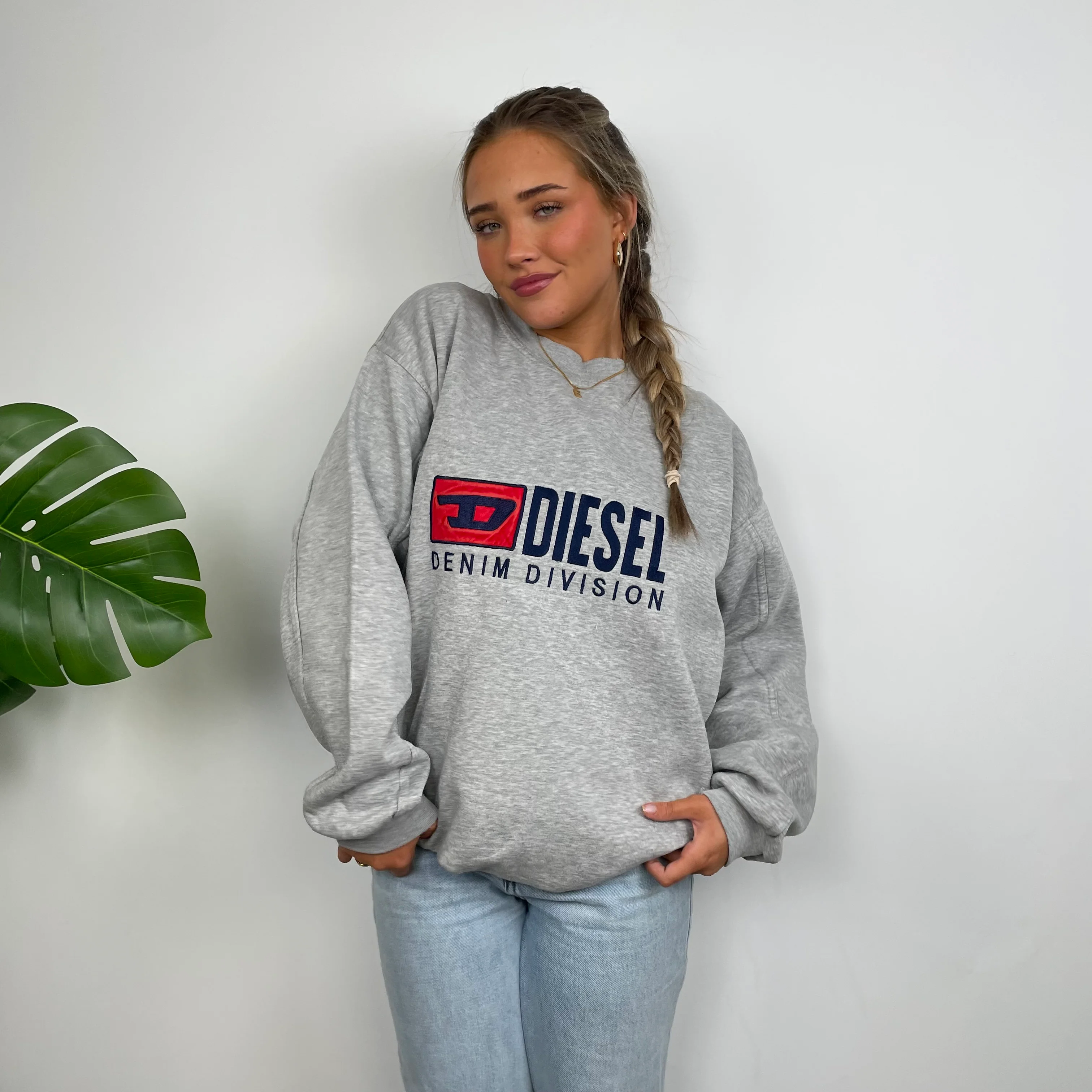 Diesel Grey Embroidered Spell Out Sweatshirt (XL) - Image 4