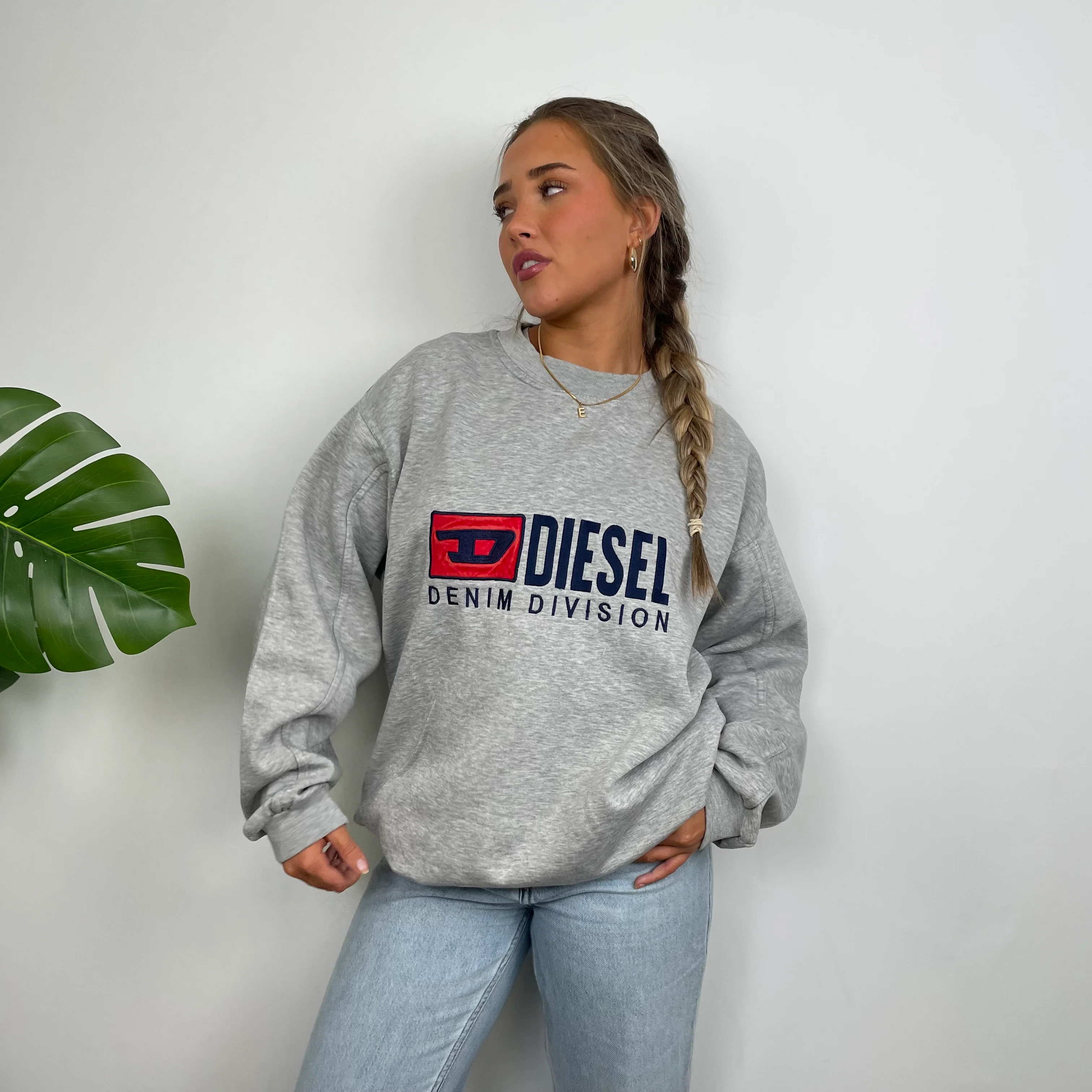 Diesel Grey Embroidered Spell Out Sweatshirt (XL) - Image 6