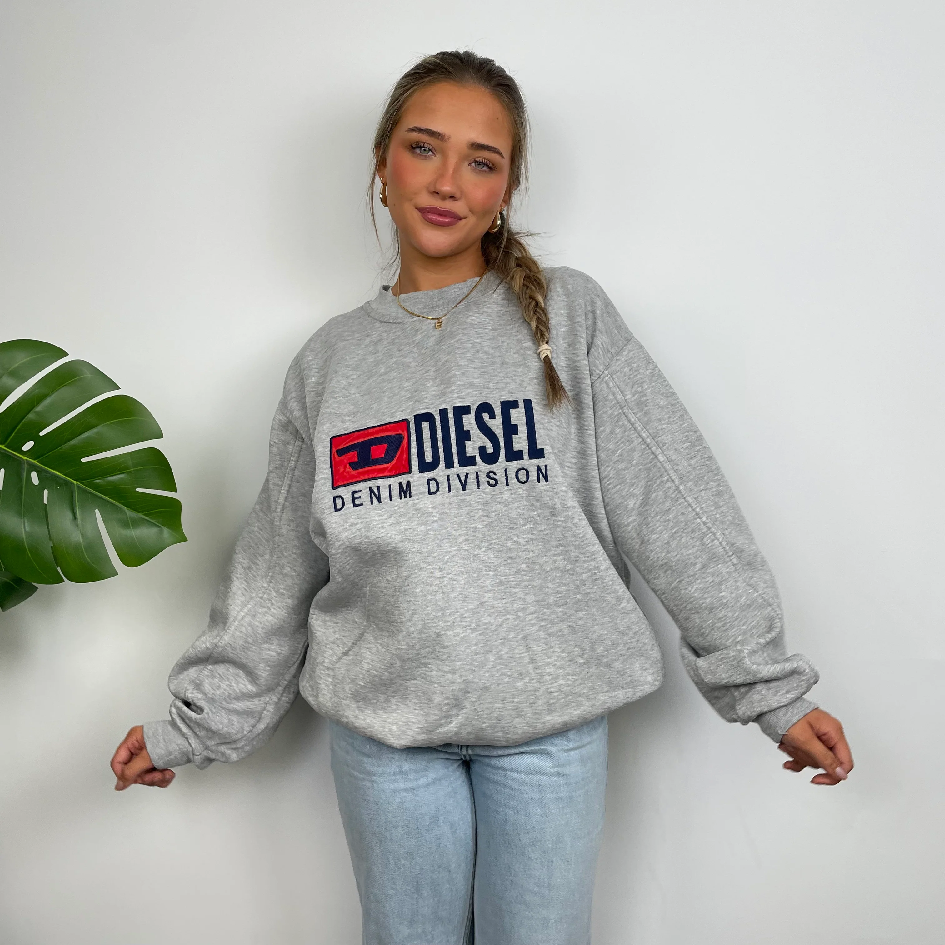 Diesel Grey Embroidered Spell Out Sweatshirt (XL) - Image 7