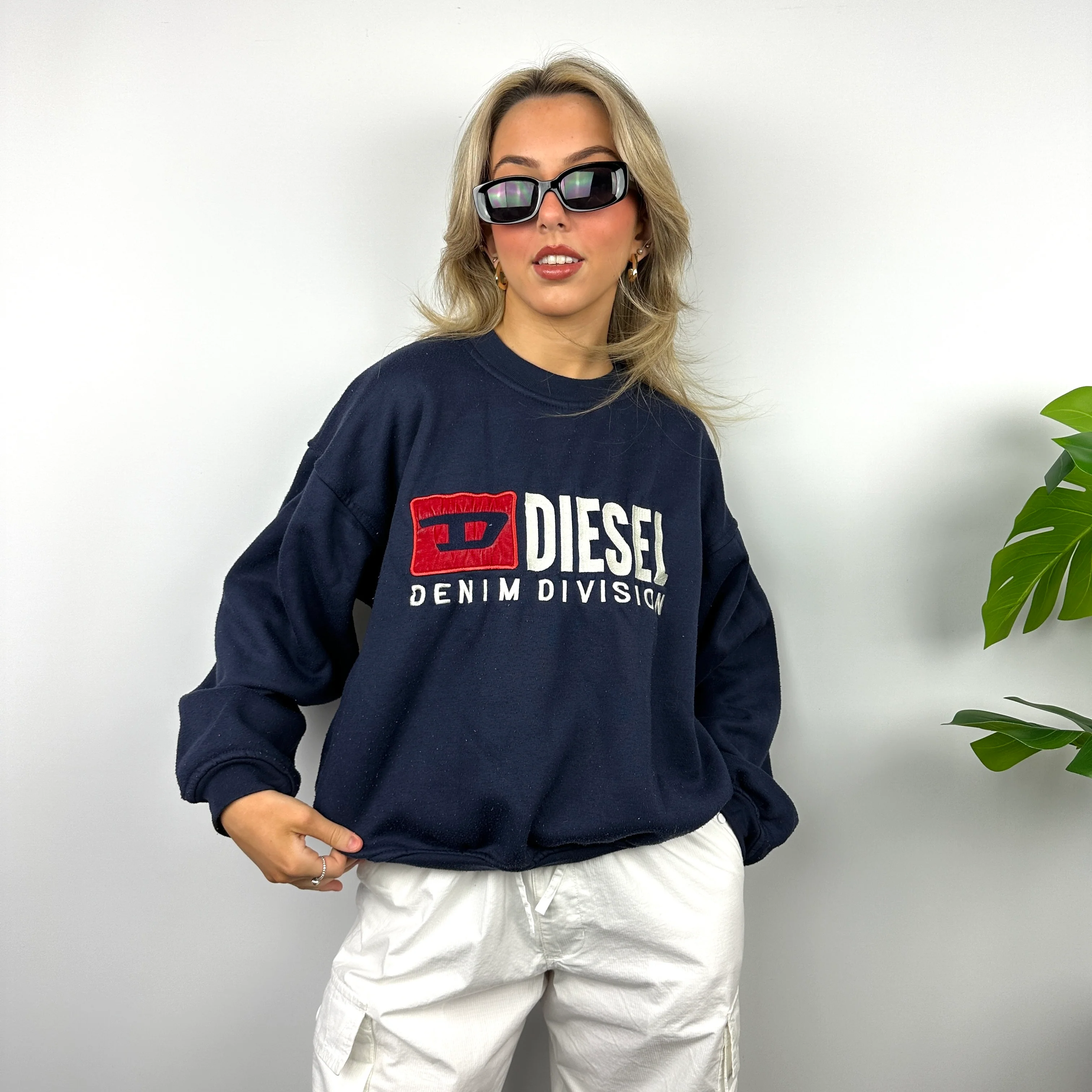 Diesel Navy Embroidered Spell Out Sweatshirt (S) - Image 3