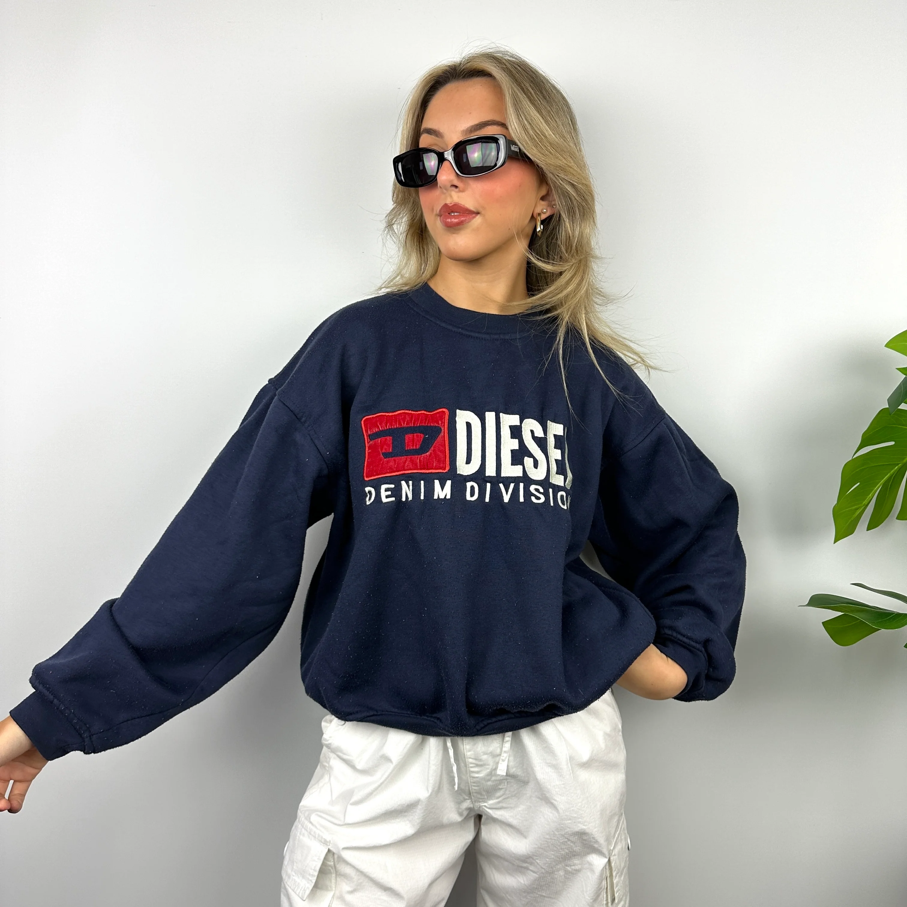 Diesel Navy Embroidered Spell Out Sweatshirt (S) - Image 5