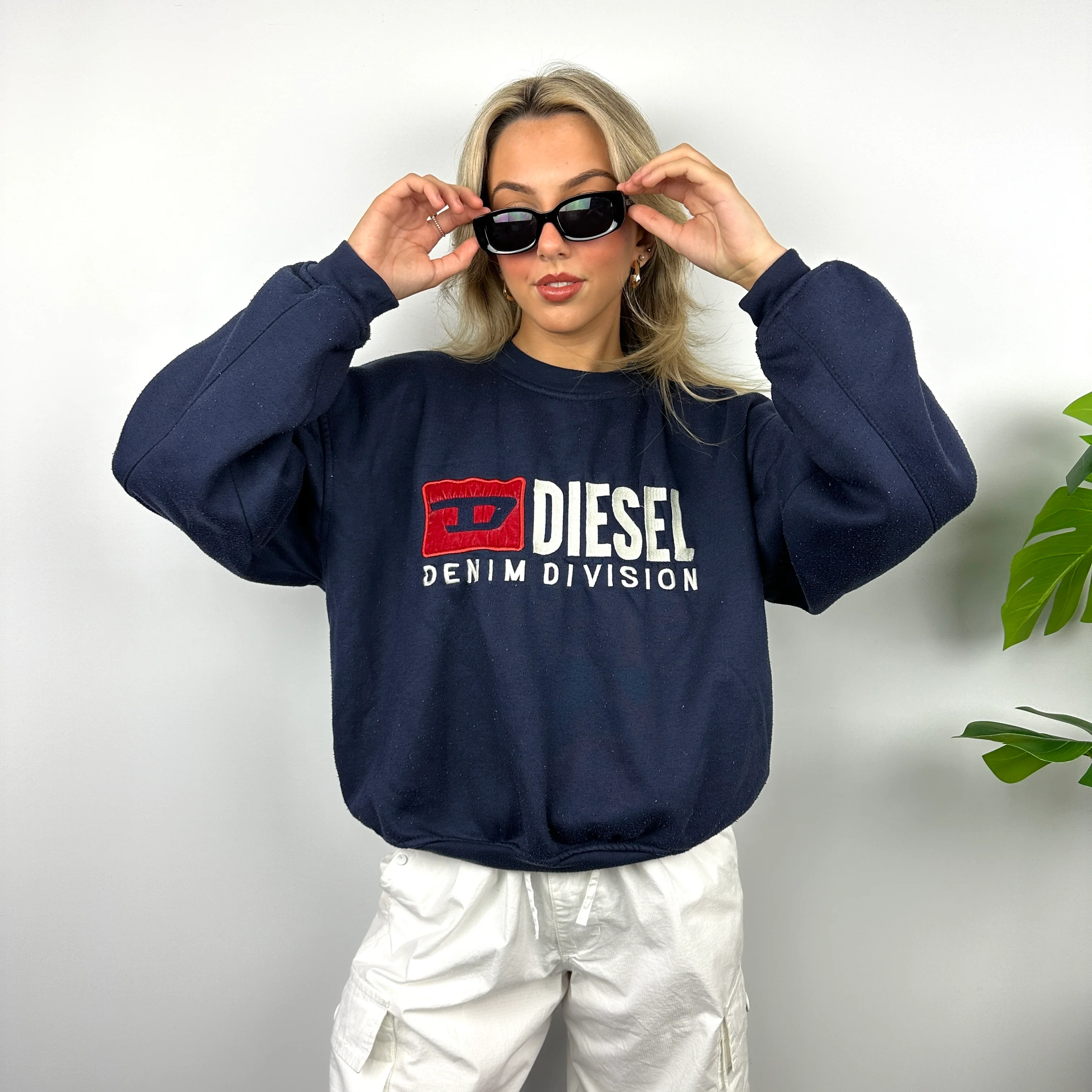 Diesel Navy Embroidered Spell Out Sweatshirt (S) - Image 6