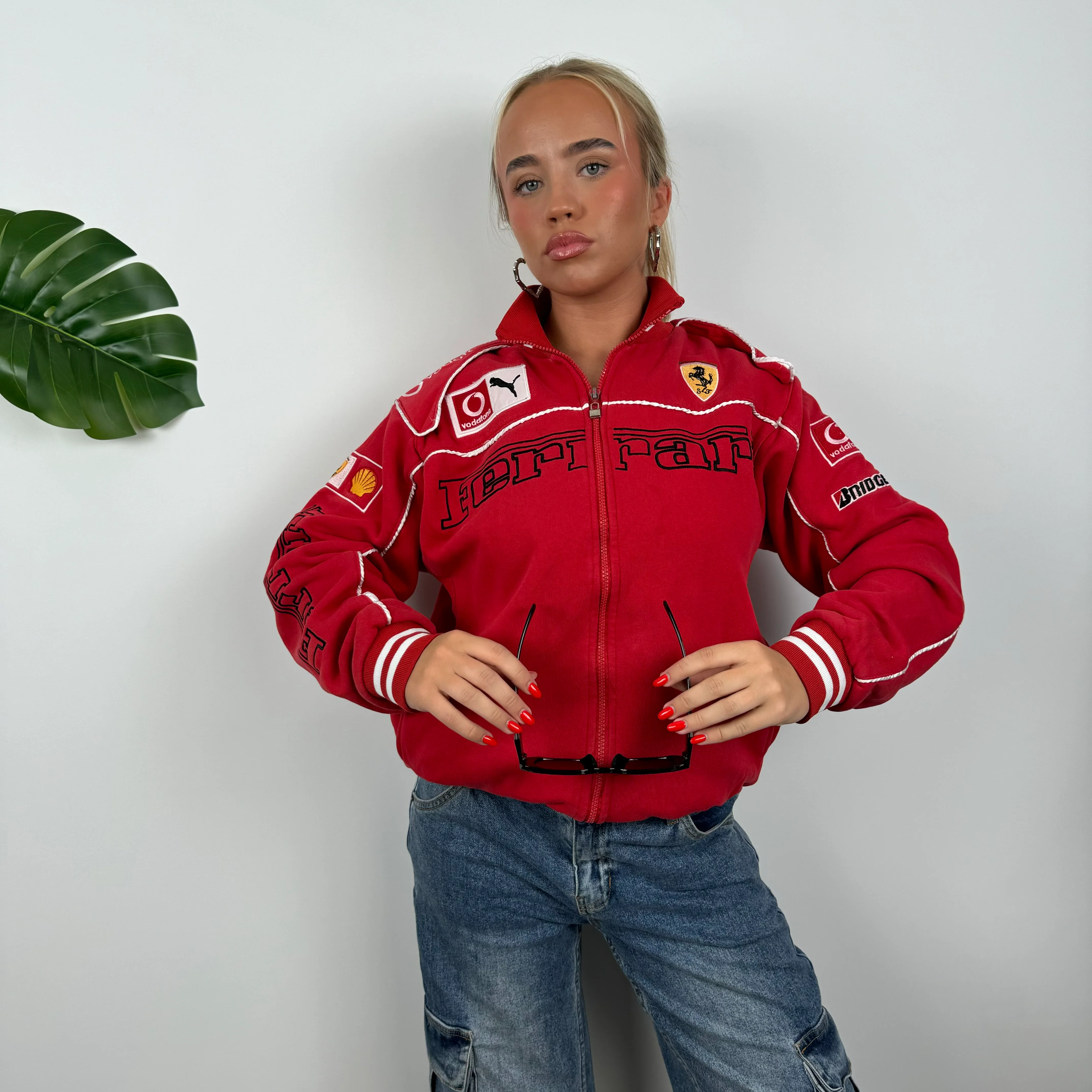 Ferrari Racing RARE Red Embroidered Spell Out Zip Up Jacket (M) - Image 3