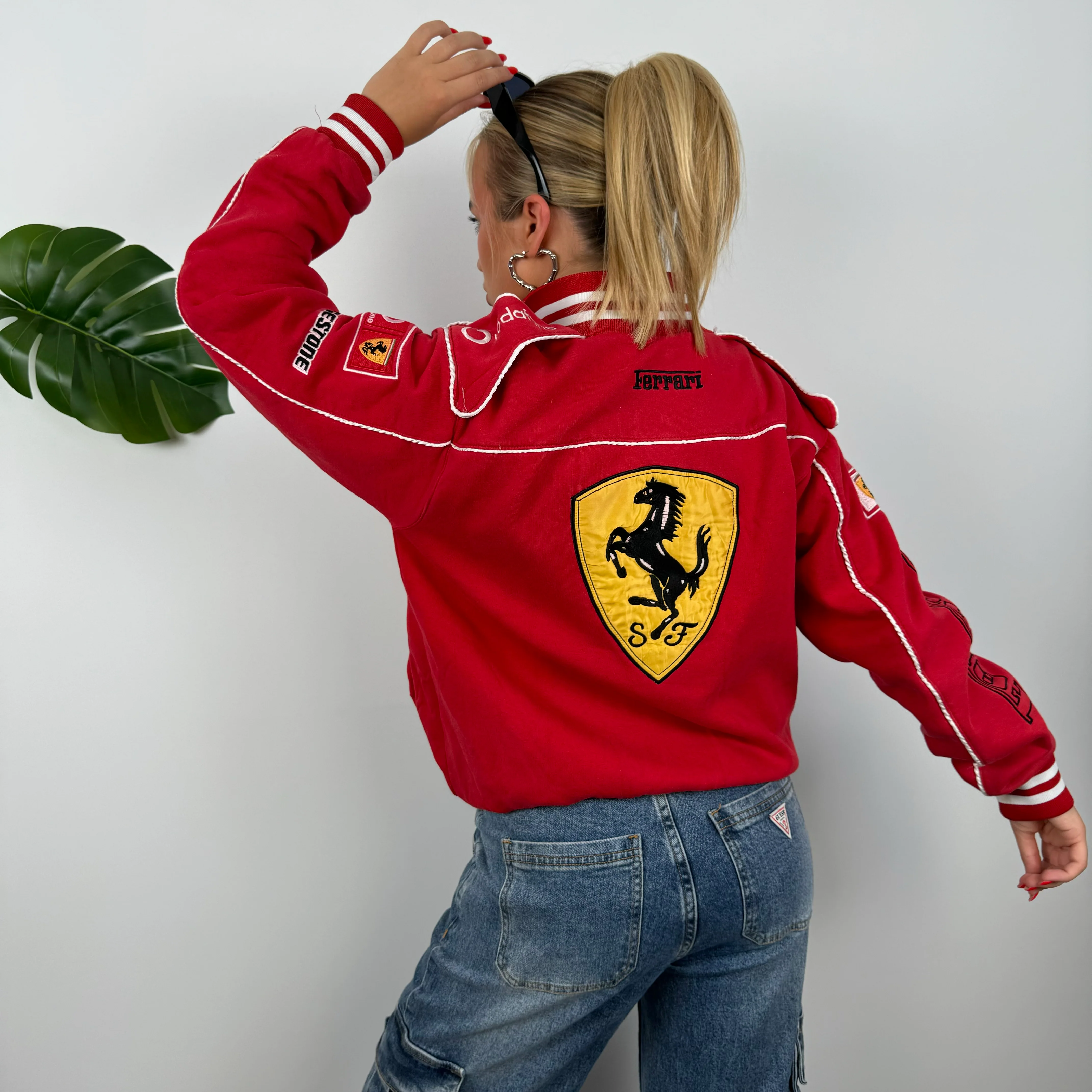 Ferrari Racing RARE Red Embroidered Spell Out Zip Up Jacket (M) - Image 4