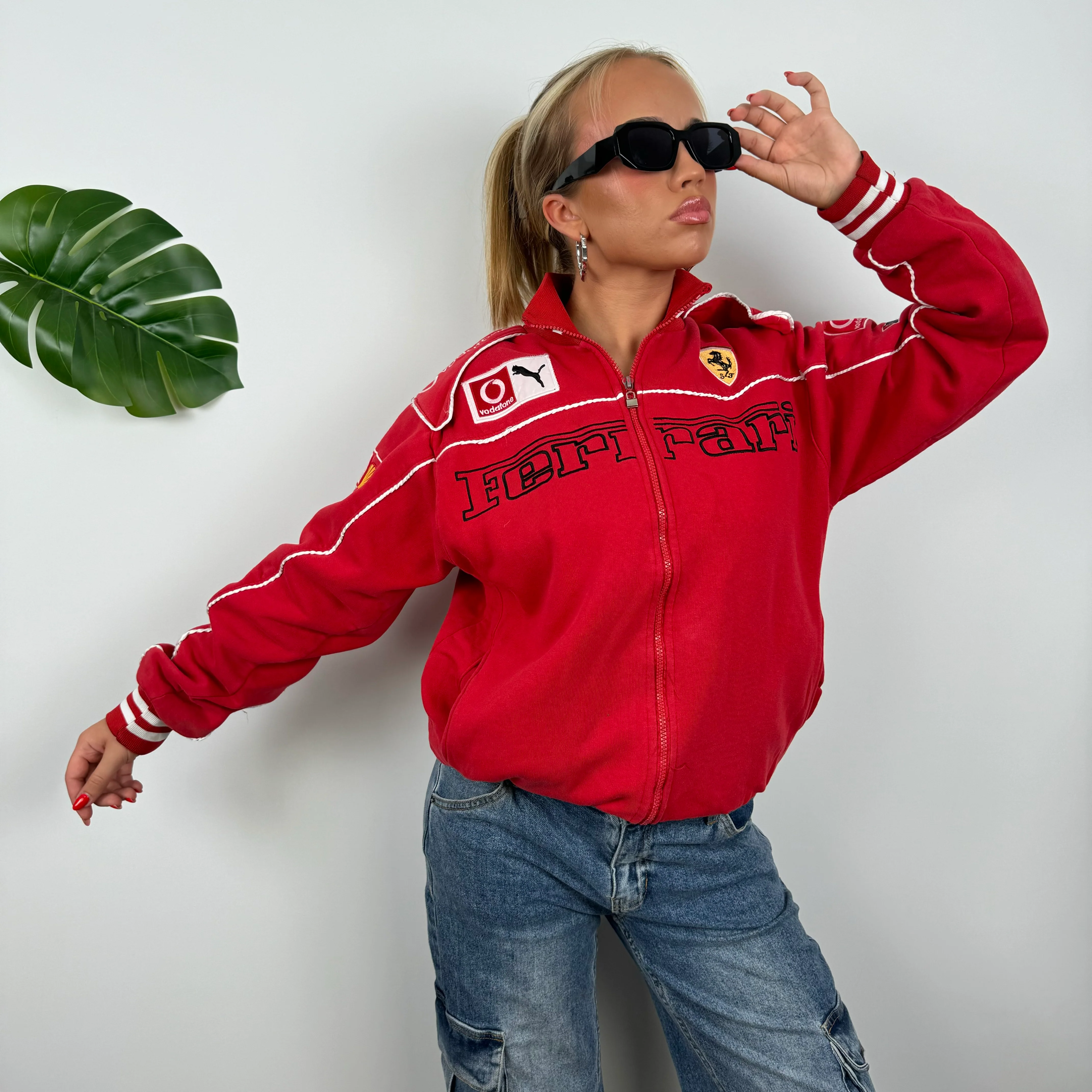 Ferrari Racing RARE Red Embroidered Spell Out Zip Up Jacket (M) - Image 6
