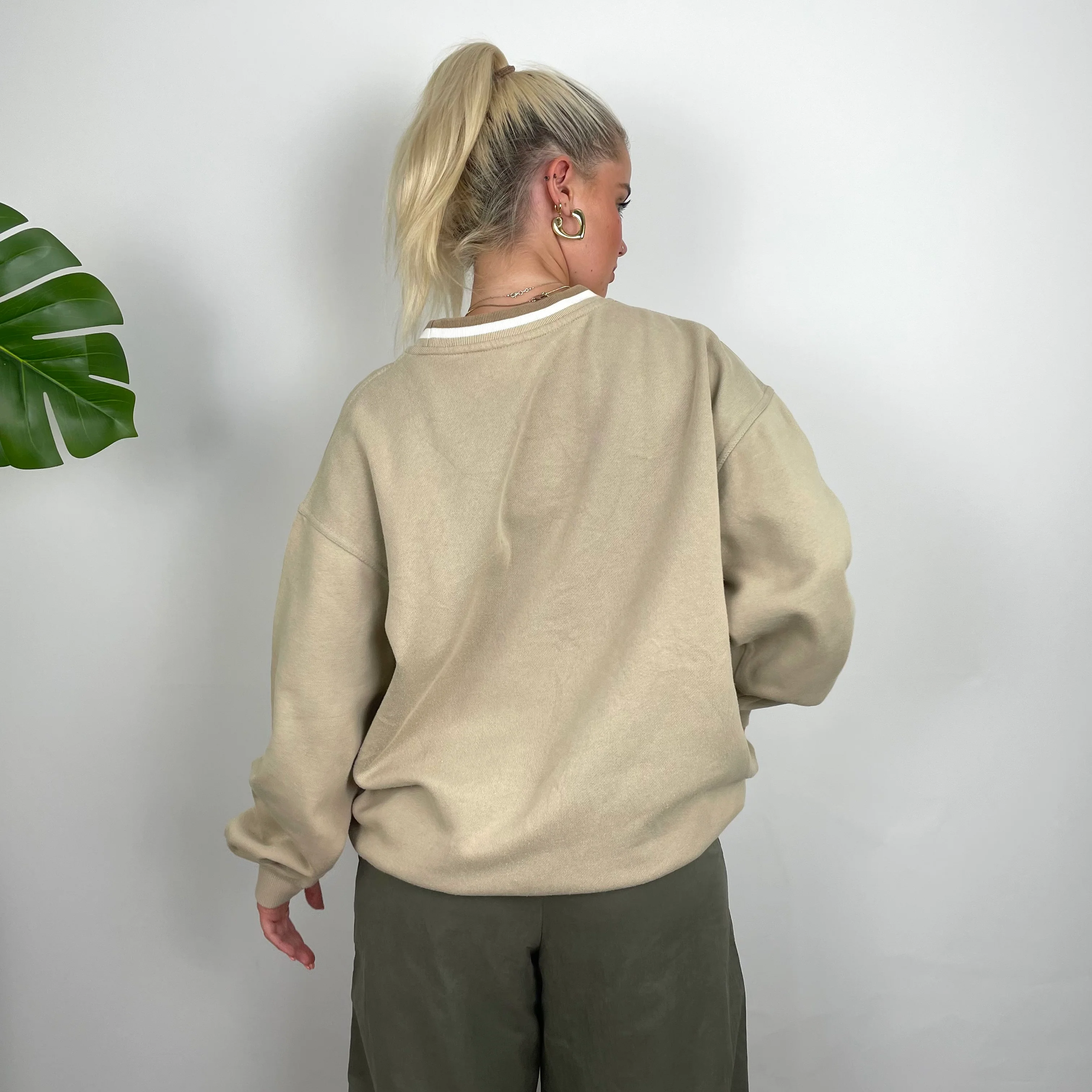 FILA Cream Embroidered Spell Out Sweatshirt (L) - Image 4