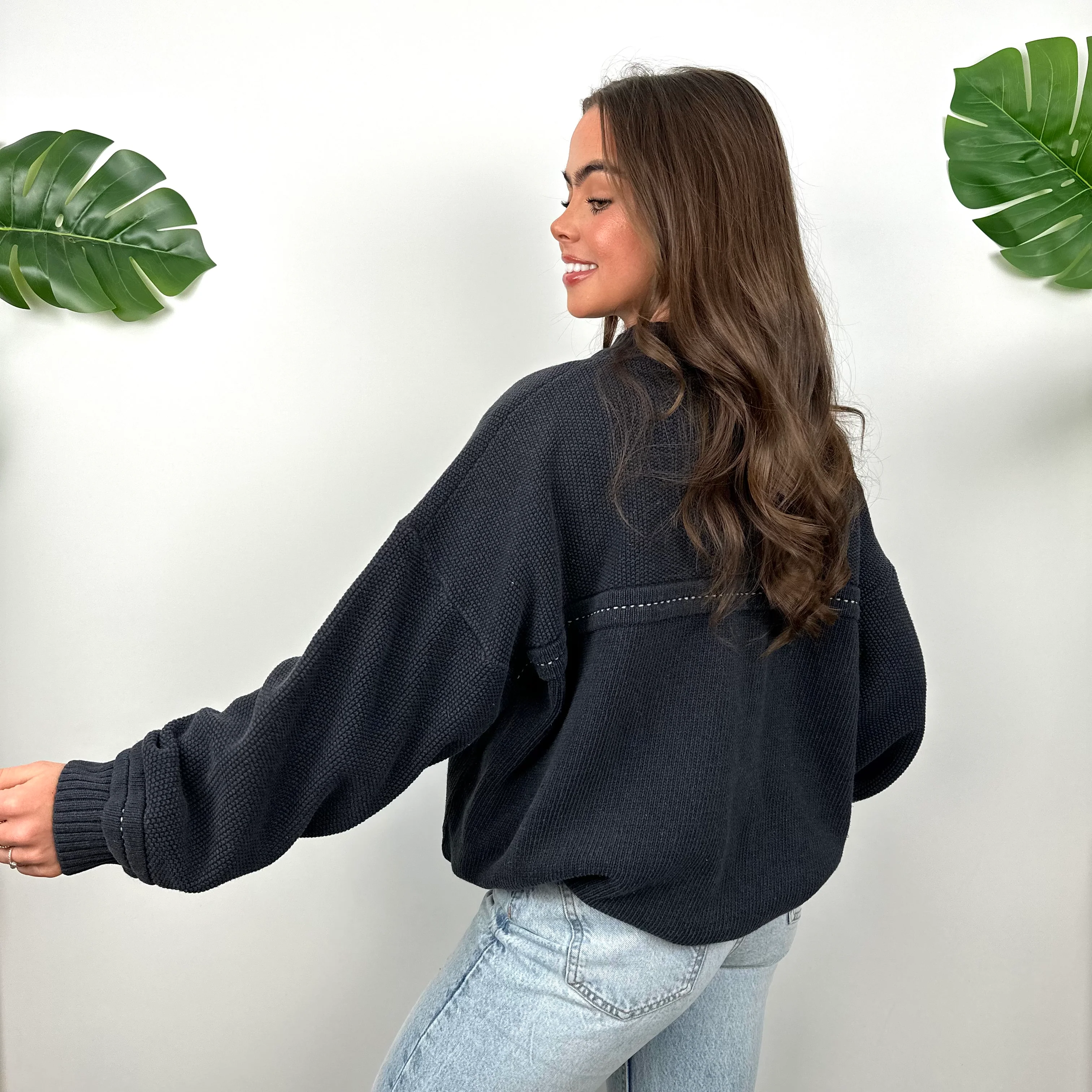 FILA Embroidered Spell Out Quarter Zip Knitted Sweater (M) - Image 6