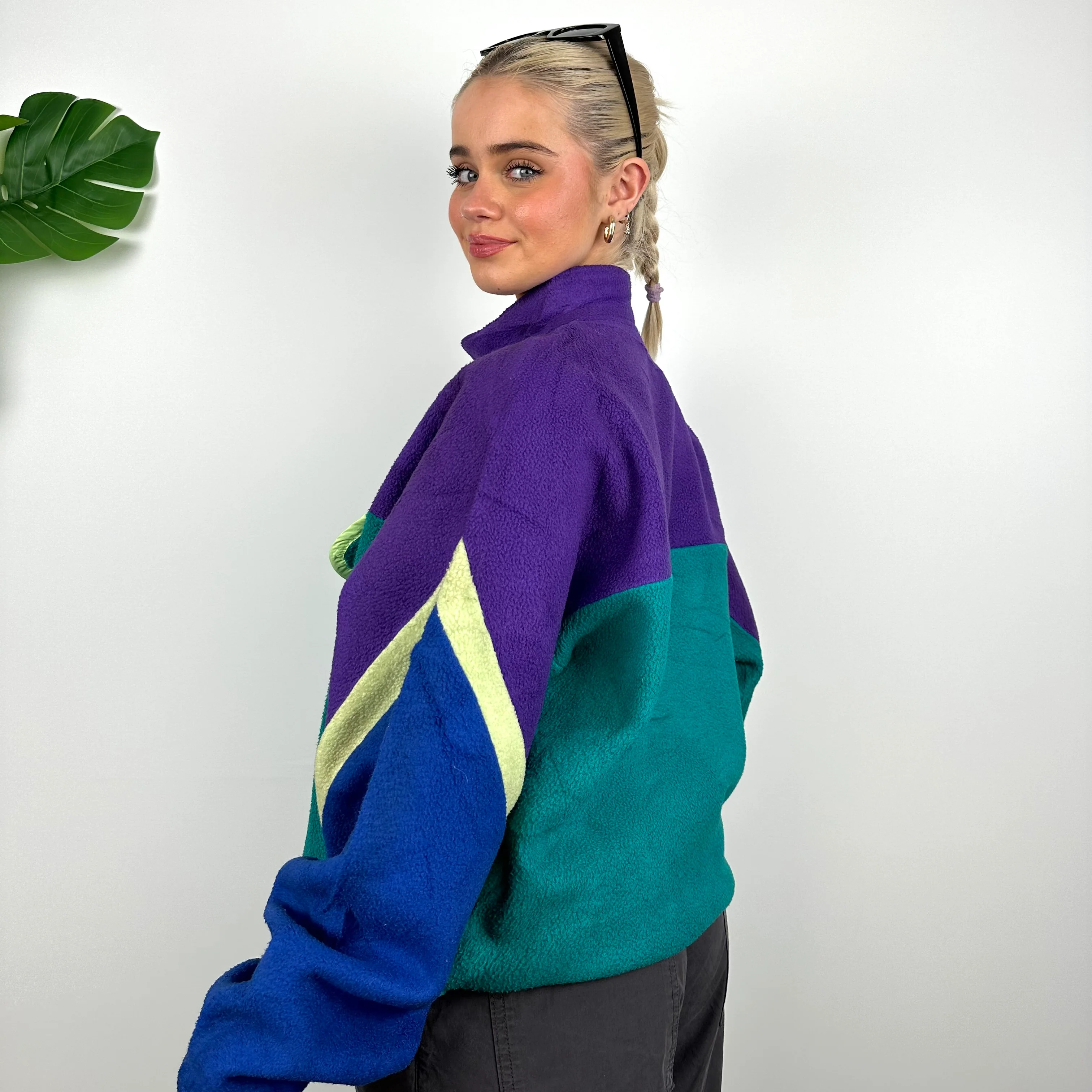 FILA Magic Line Embroidered Spell Out Teddy Bear Fleece Quarter Zip Sweatshirt (L) - Image 6