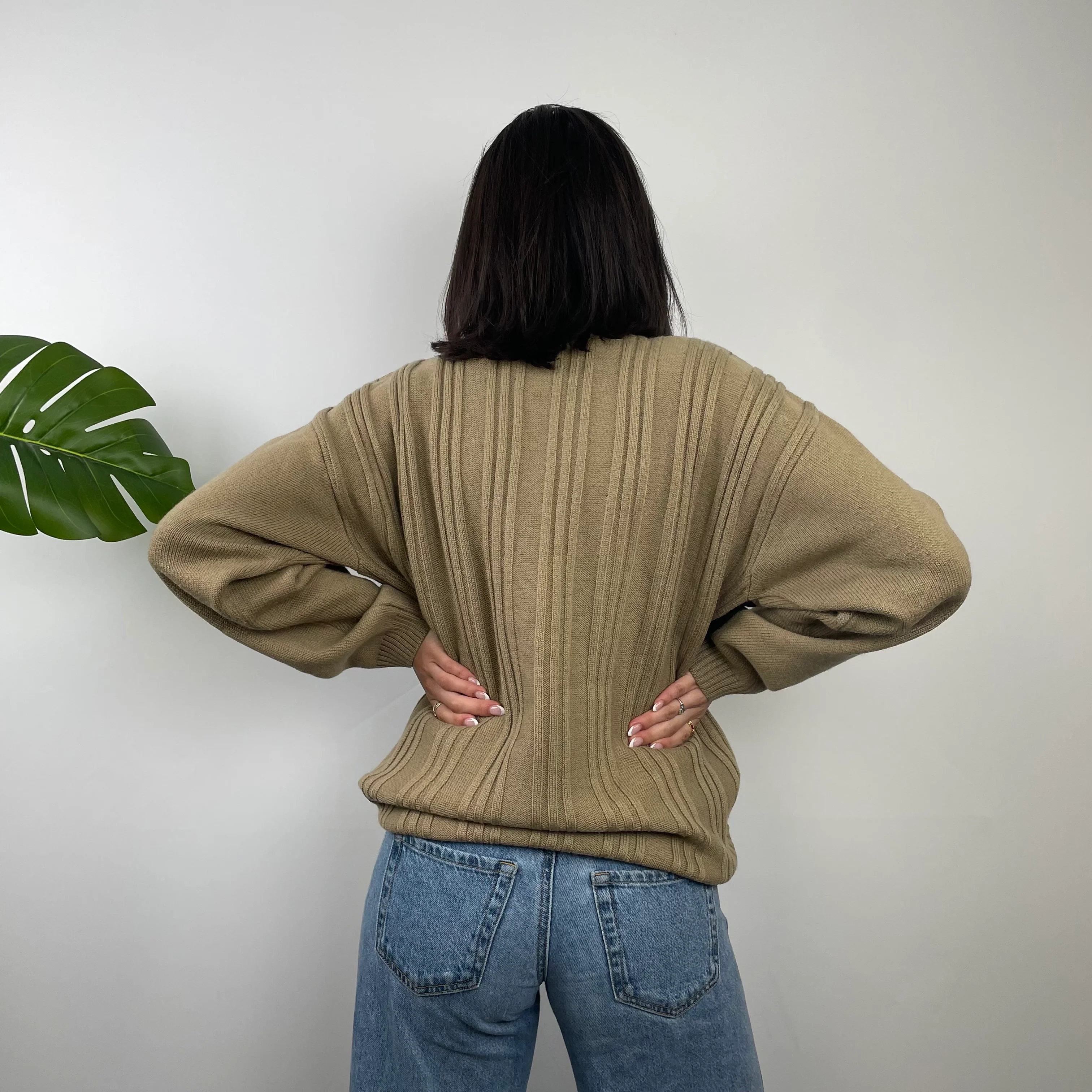 FILA RARE Tan Brown Embroidered Logo Chunky Knit Jumper (M) - Image 6