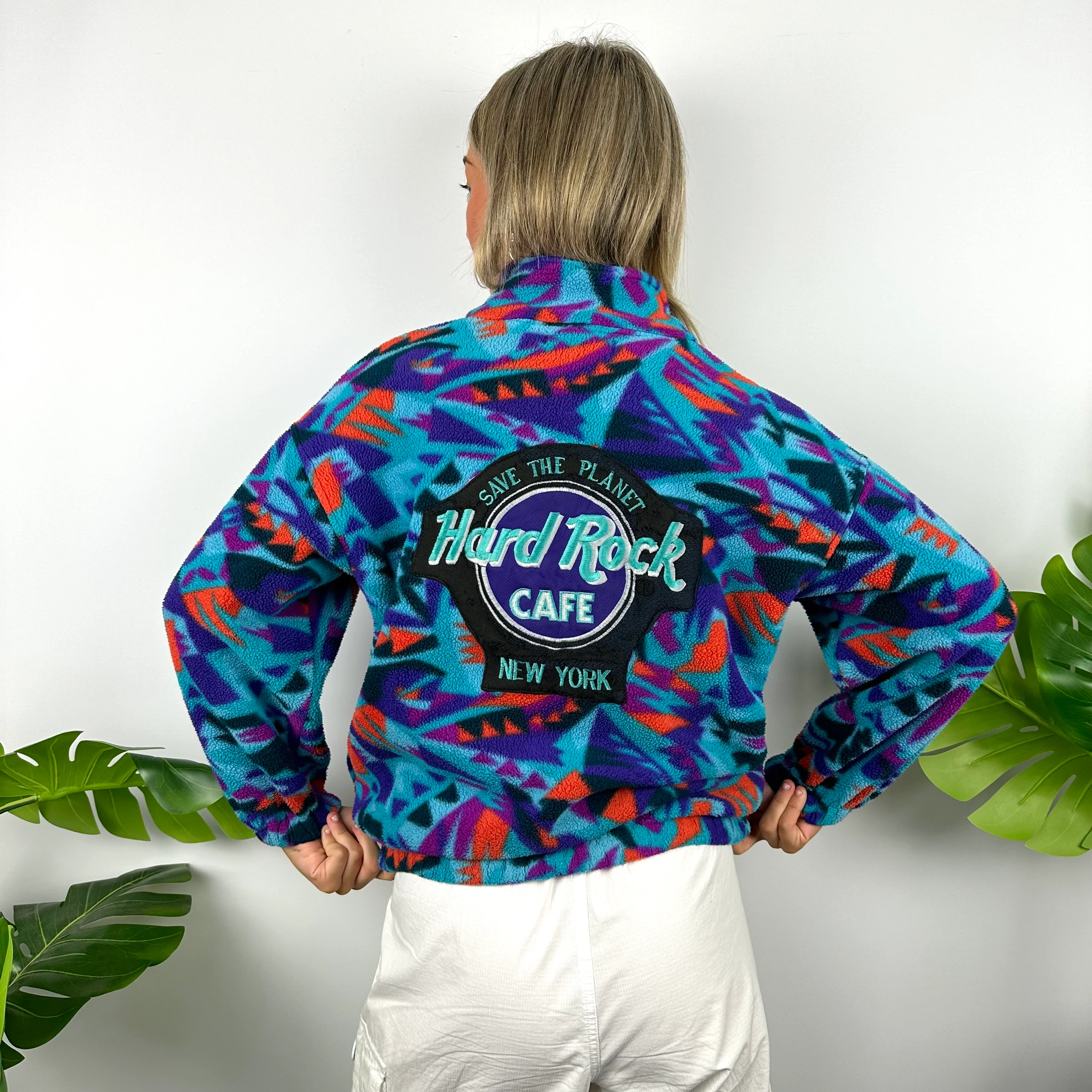 Hard Rock Cafe Embroidered Spell Out Funky Teddy Bear Fleece Zip Up Jacket (S) - Image 3