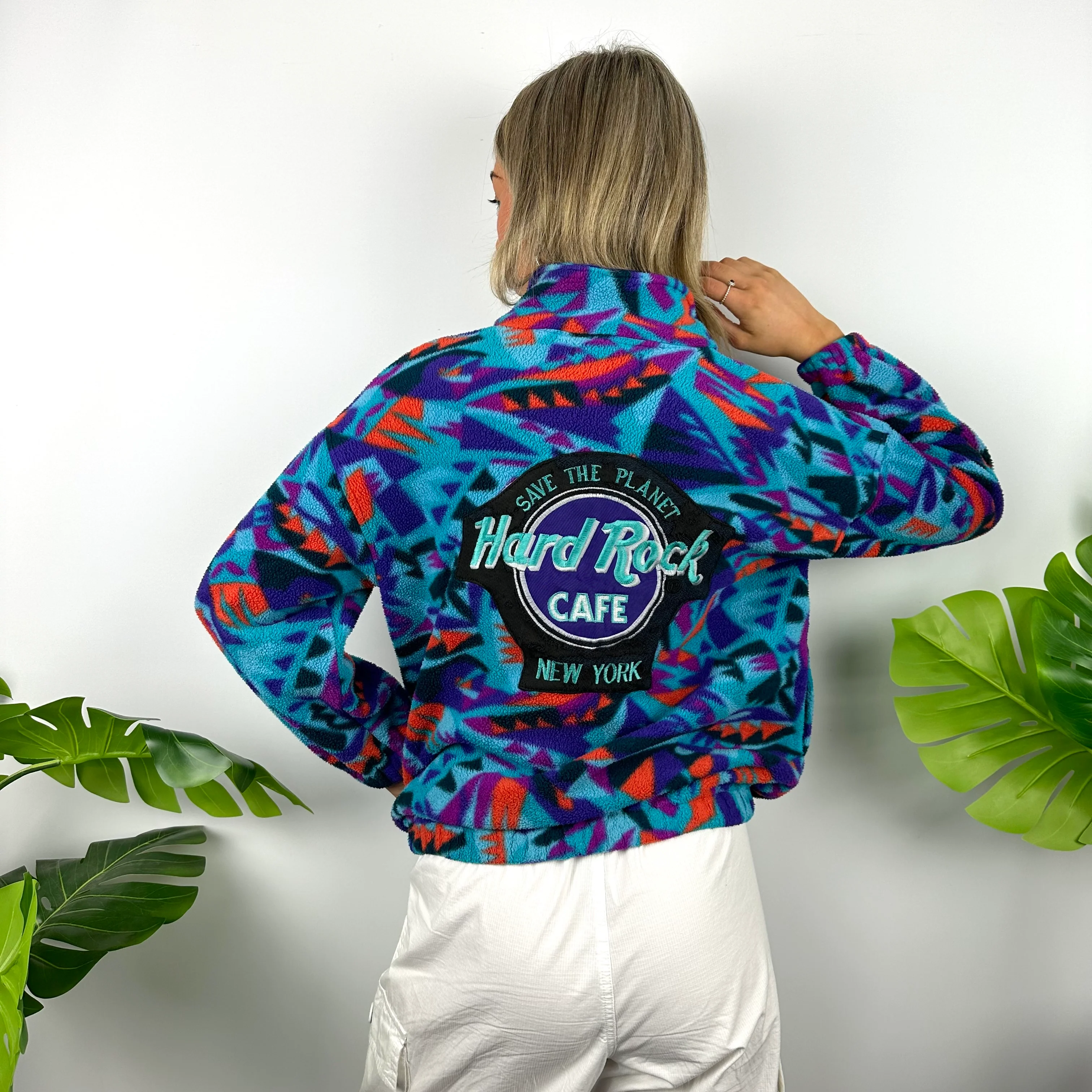 Hard Rock Cafe Embroidered Spell Out Funky Teddy Bear Fleece Zip Up Jacket (S) - Image 5