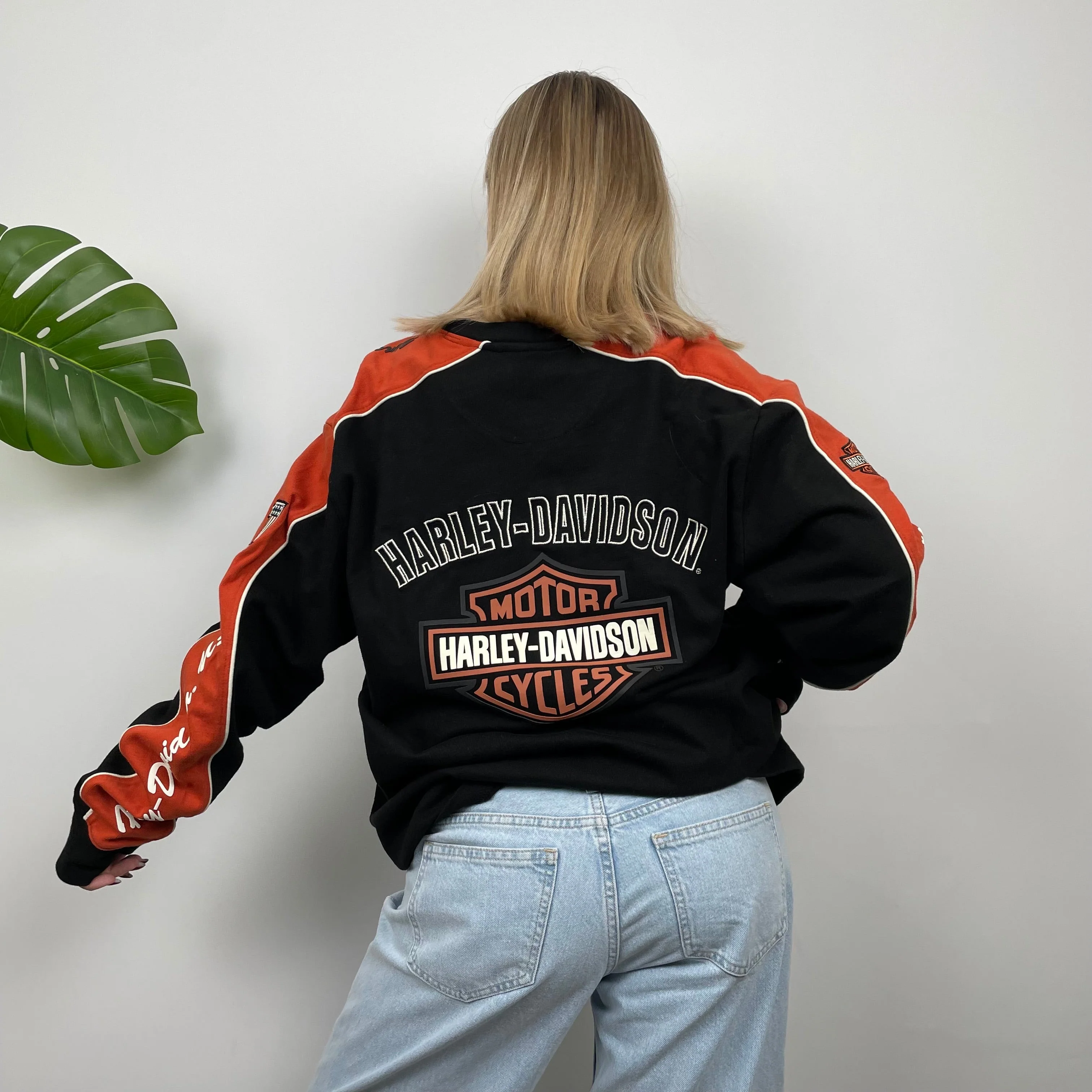Harley Davidson RARE Black Embroidered Spell Out Sweatshirt(XL) - Image 3