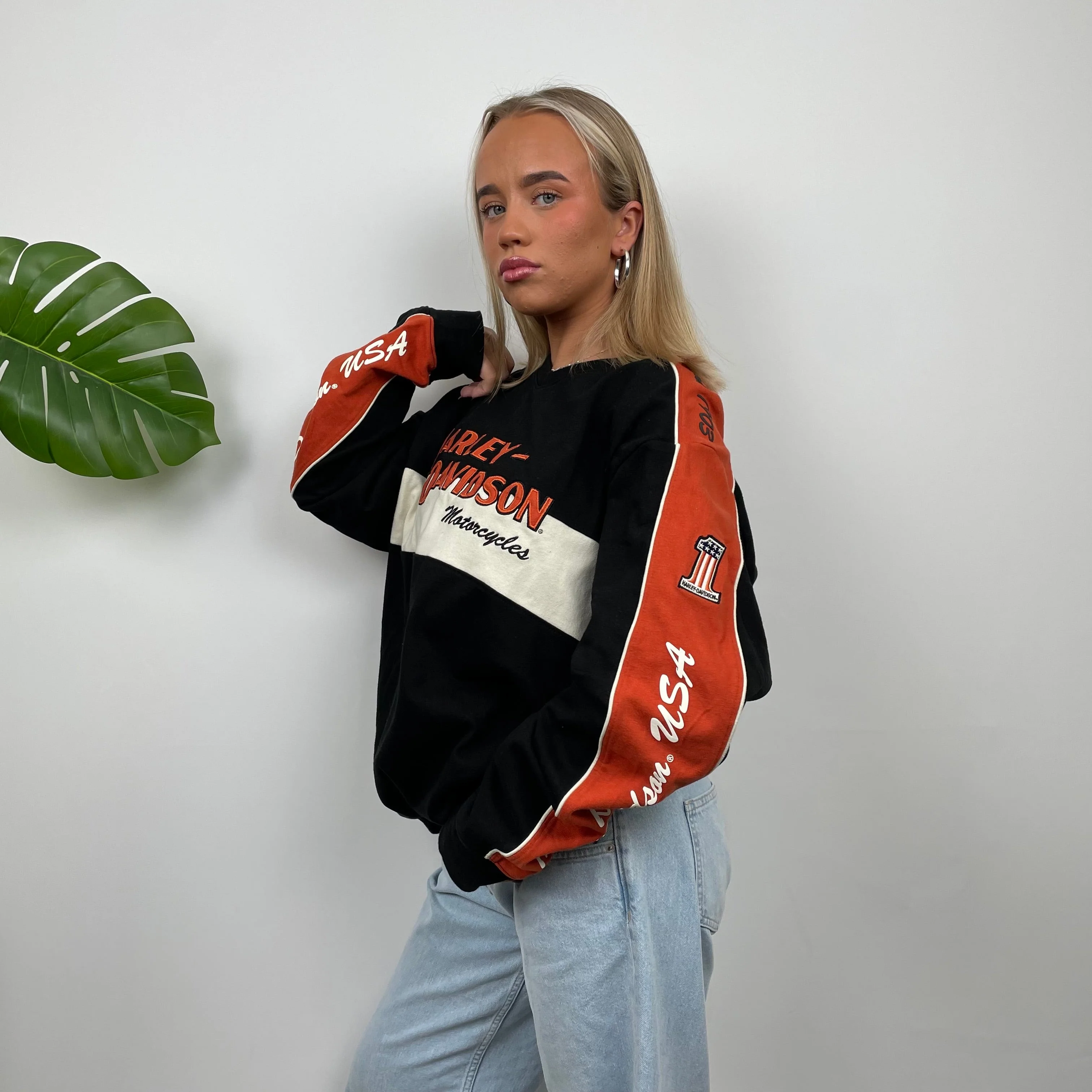 Harley Davidson RARE Black Embroidered Spell Out Sweatshirt(XL) - Image 6
