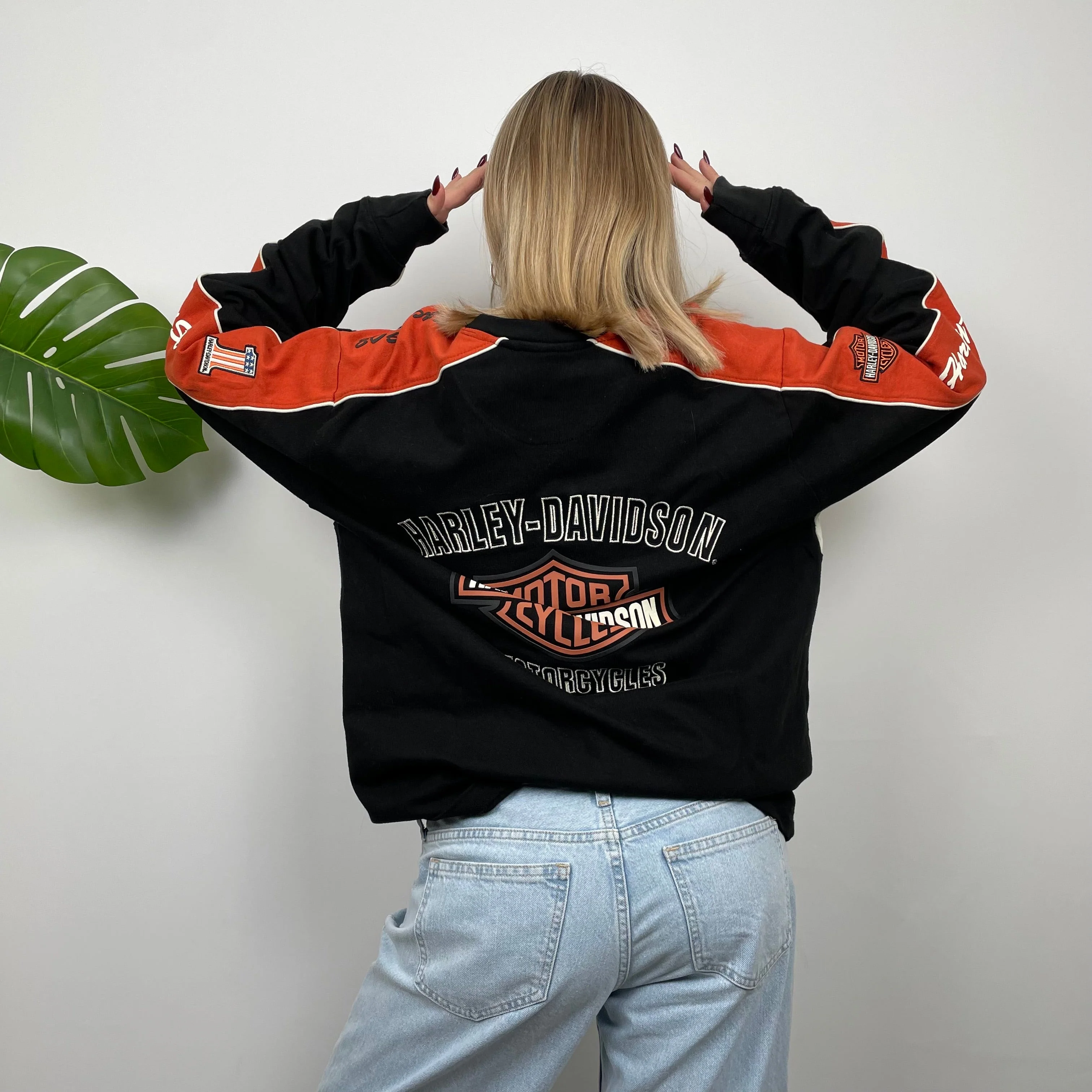 Harley Davidson RARE Black Embroidered Spell Out Sweatshirt(XL) - Image 8