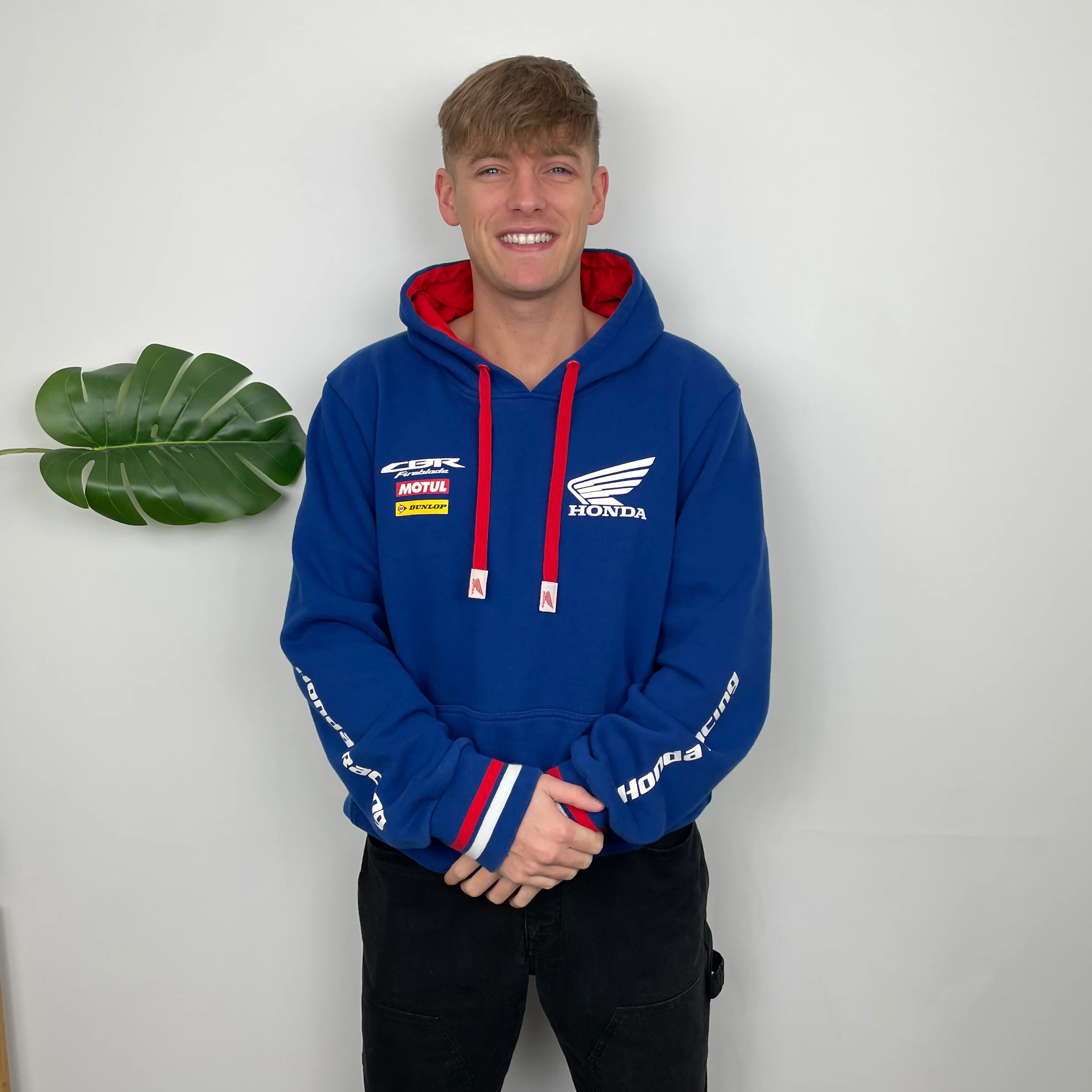 Honda Racing Blue Embroidered Spell Out Hoodie (L) - Image 2
