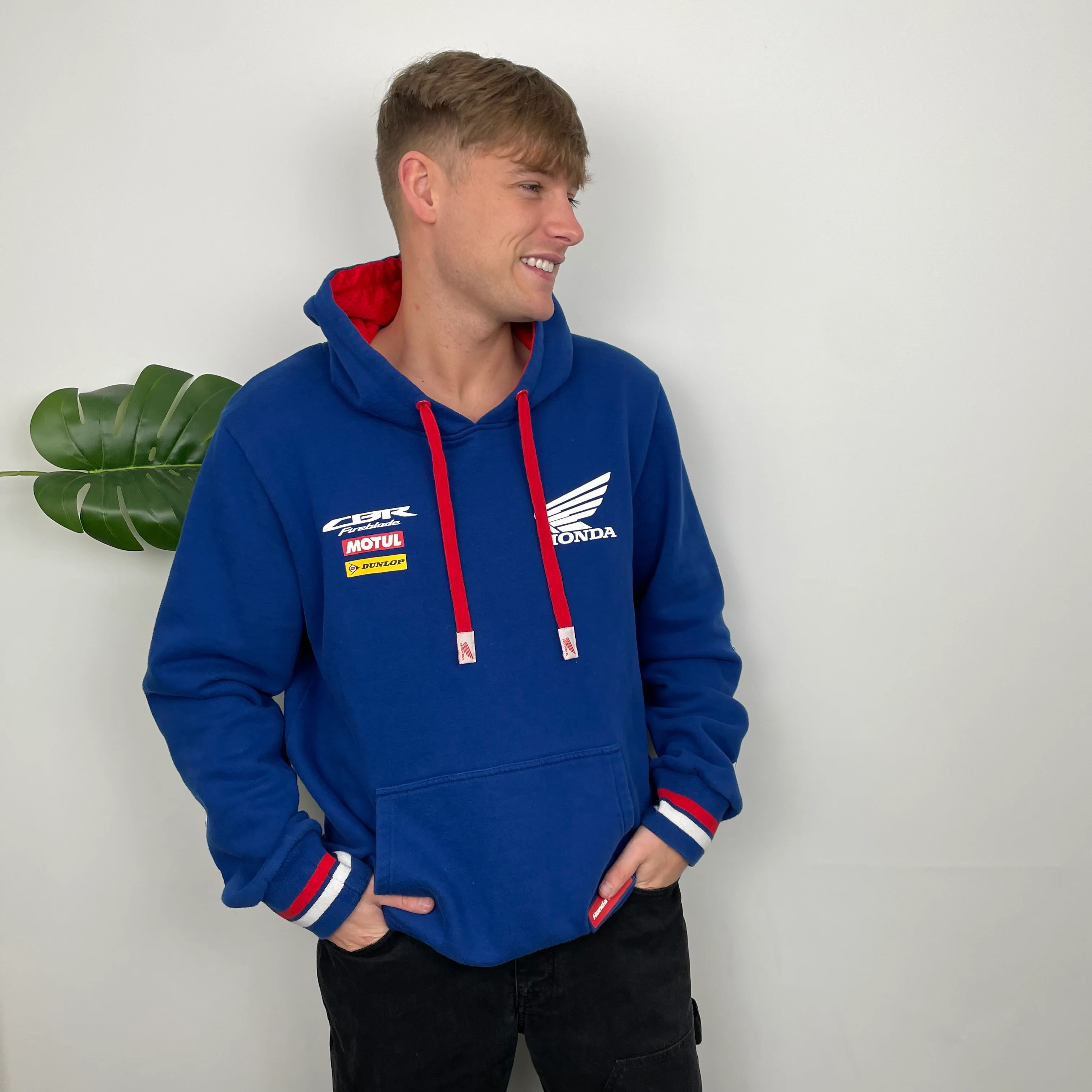 Honda Racing Blue Embroidered Spell Out Hoodie (L) - Image 3