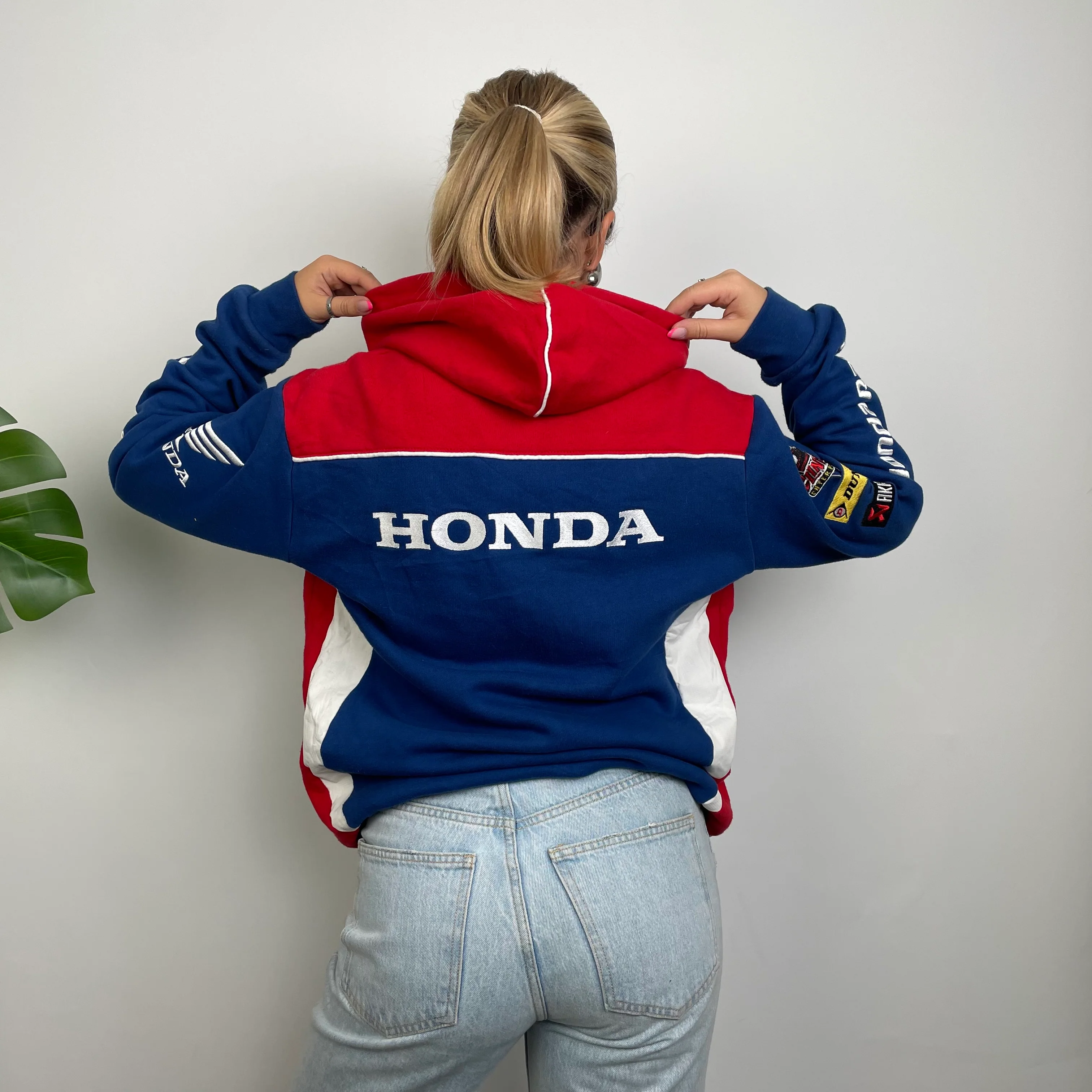 Honda Racing Blue Embroidered Spell Out Zip Up Hoodie Jacket (M) - Image 10