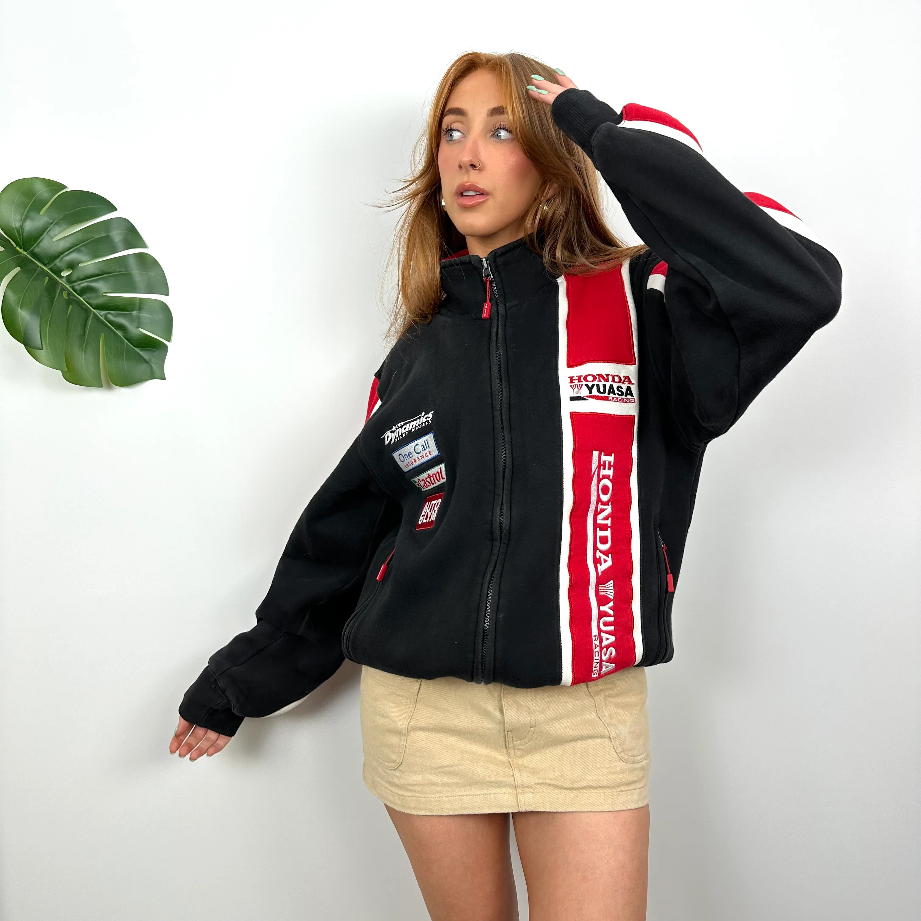 Honda Racing Red & Black Spell Out Zip Up Sweatshirt Jacket (M) - Image 6