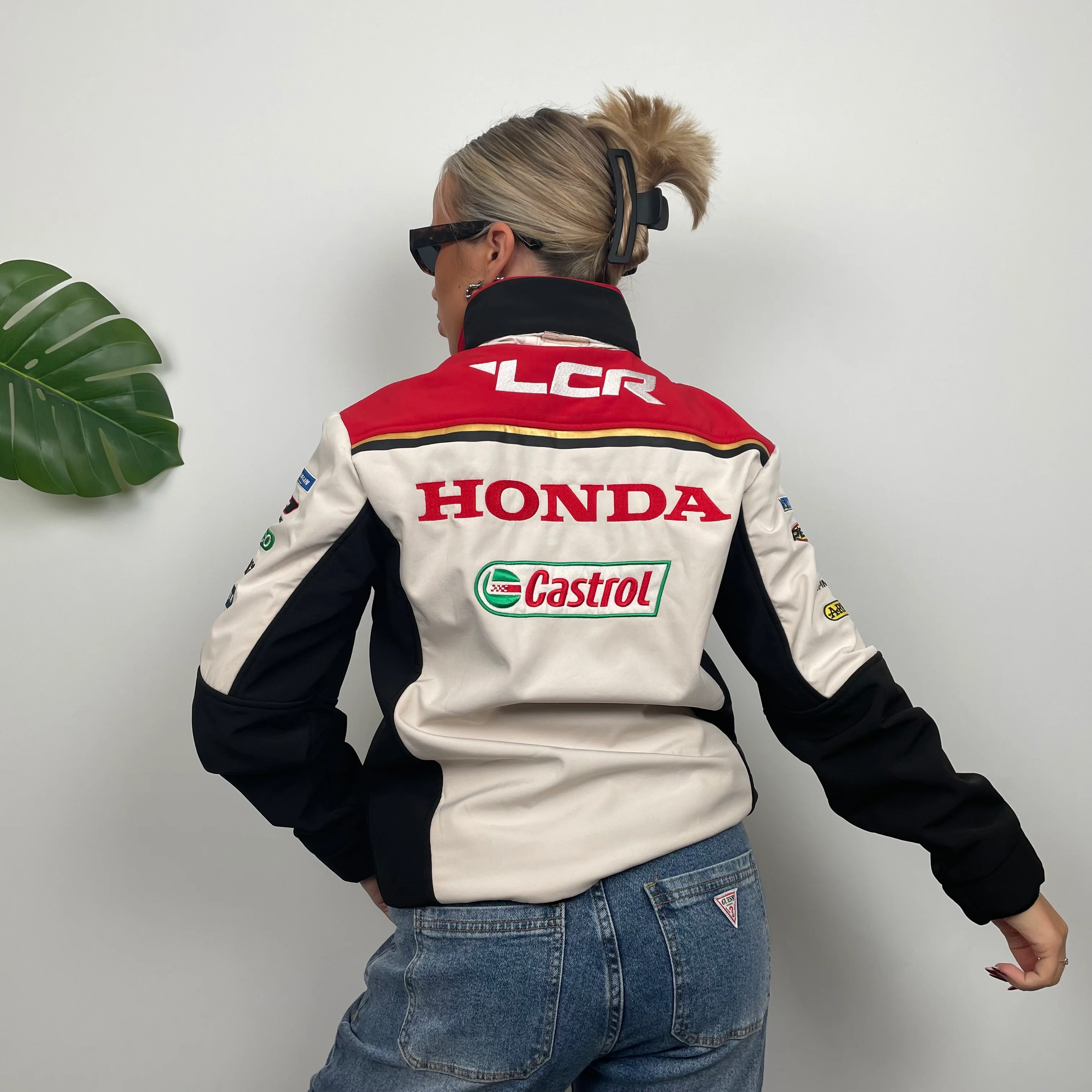 Honda Racing White Spell Out Zip Up Sweatshirt Jacket (M) - Image 4