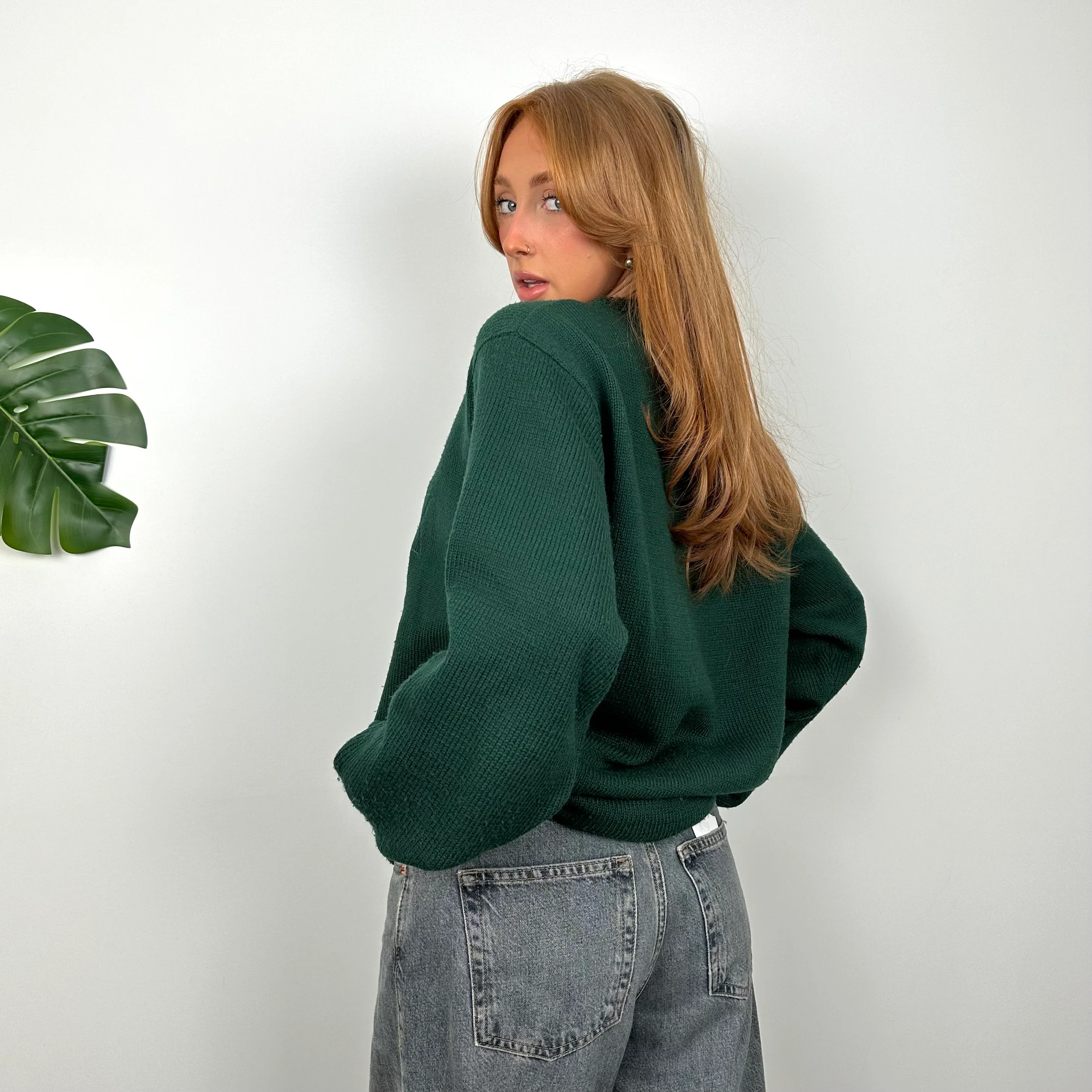 Hugo Boss Green Embroidered Spell Out Knitted Sweater (L) - Image 7