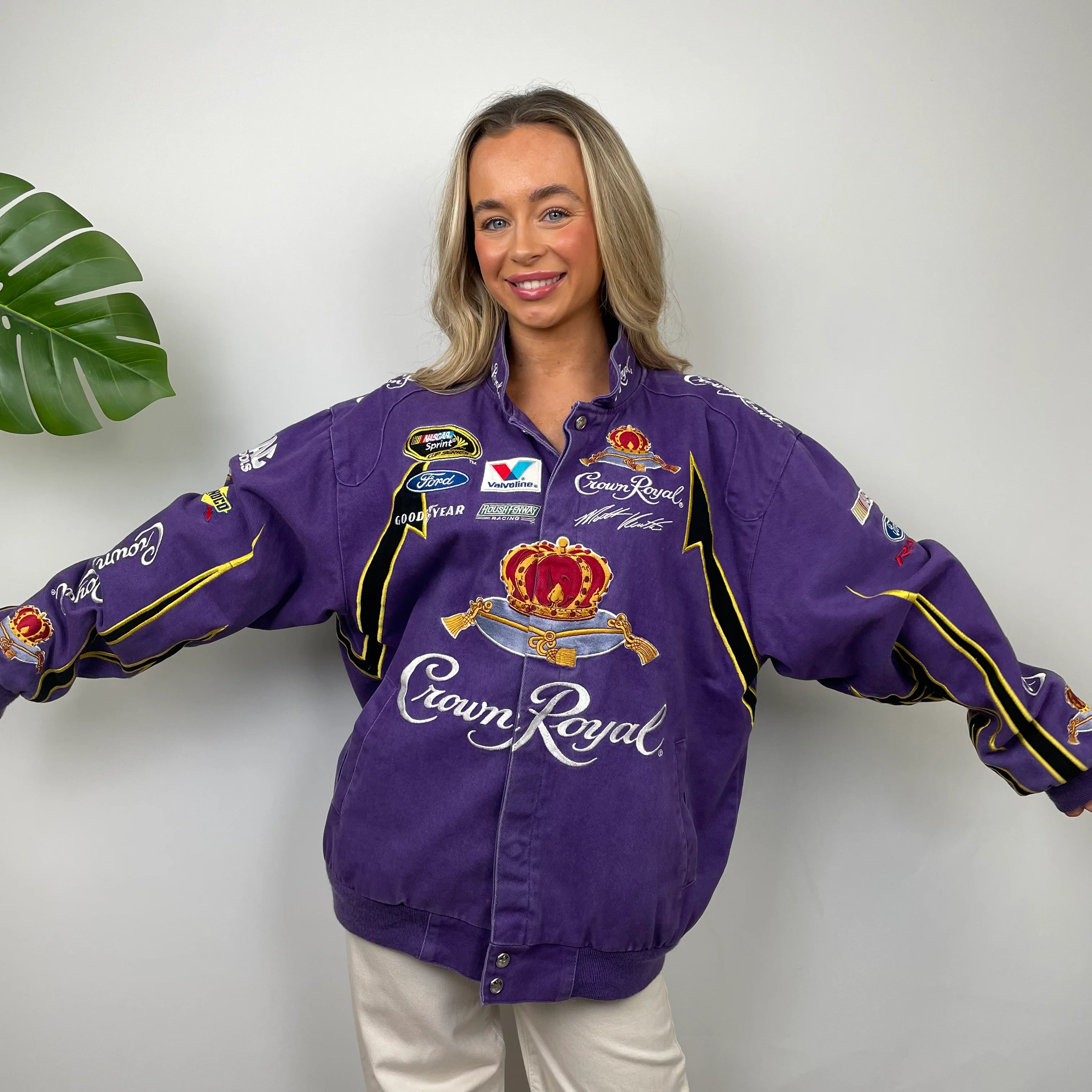 JH Design Crown Royal Purple NASCAR Racing Jacket (M) - Image 2