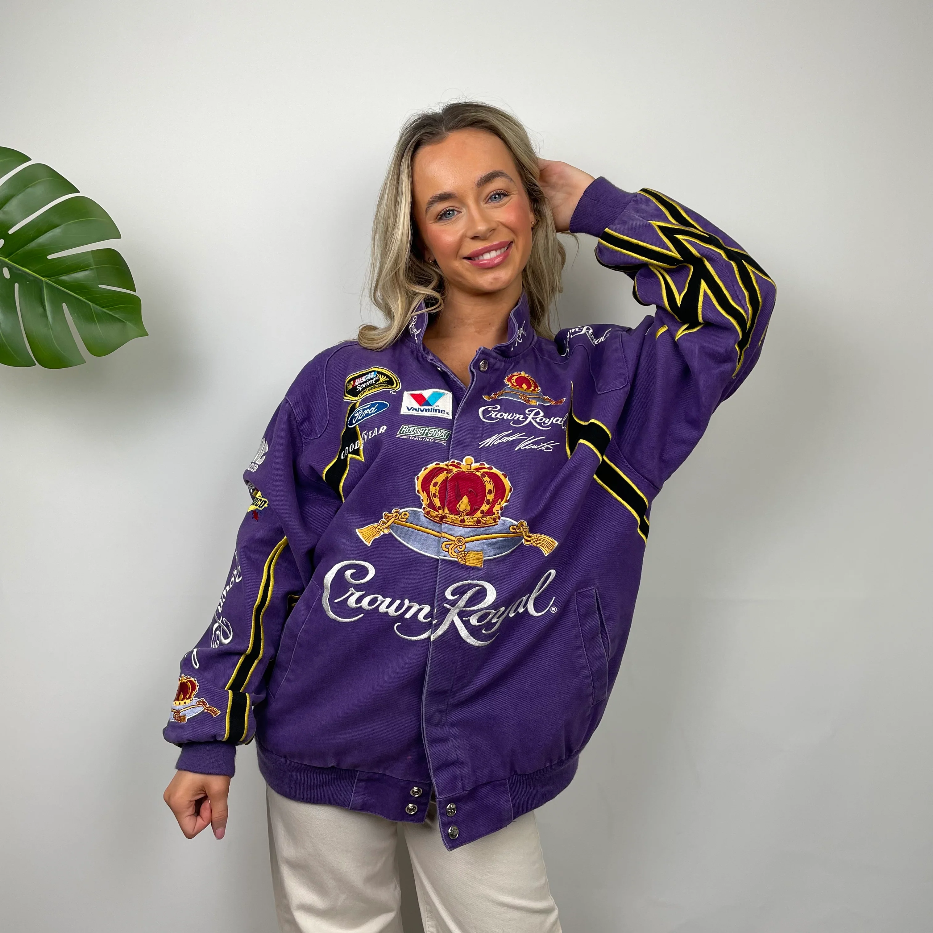 JH Design Crown Royal Purple NASCAR Racing Jacket (M) - Image 3