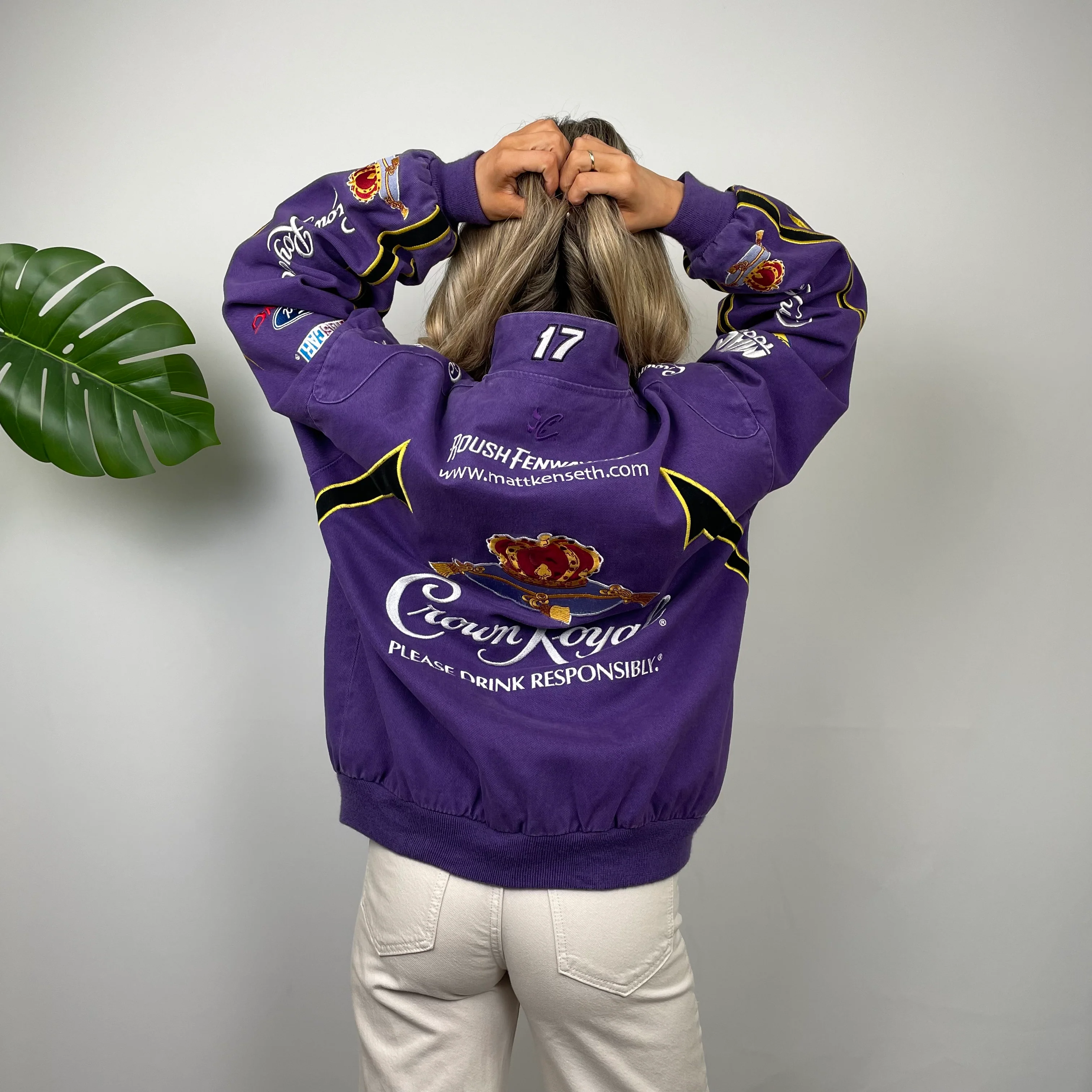 JH Design Crown Royal Purple NASCAR Racing Jacket (M) - Image 6