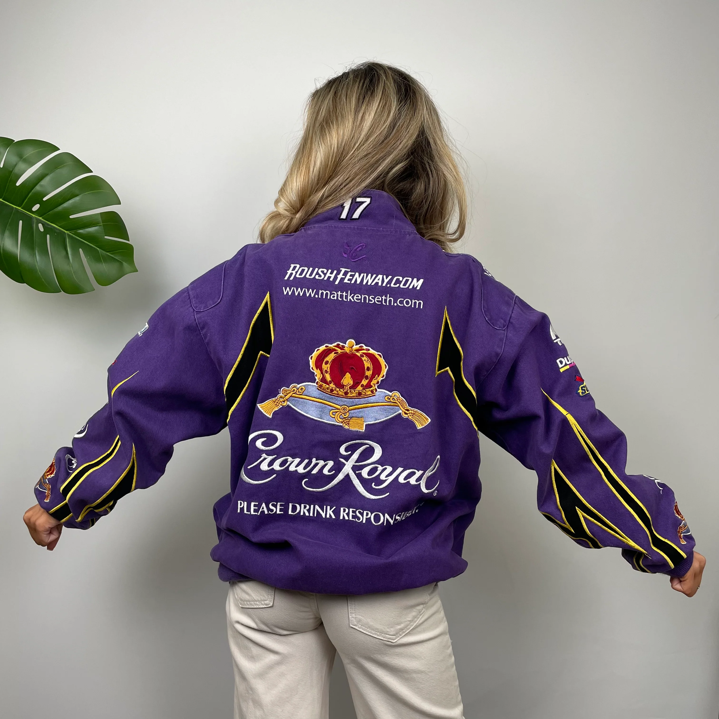 JH Design Crown Royal Purple NASCAR Racing Jacket (M) - Image 7
