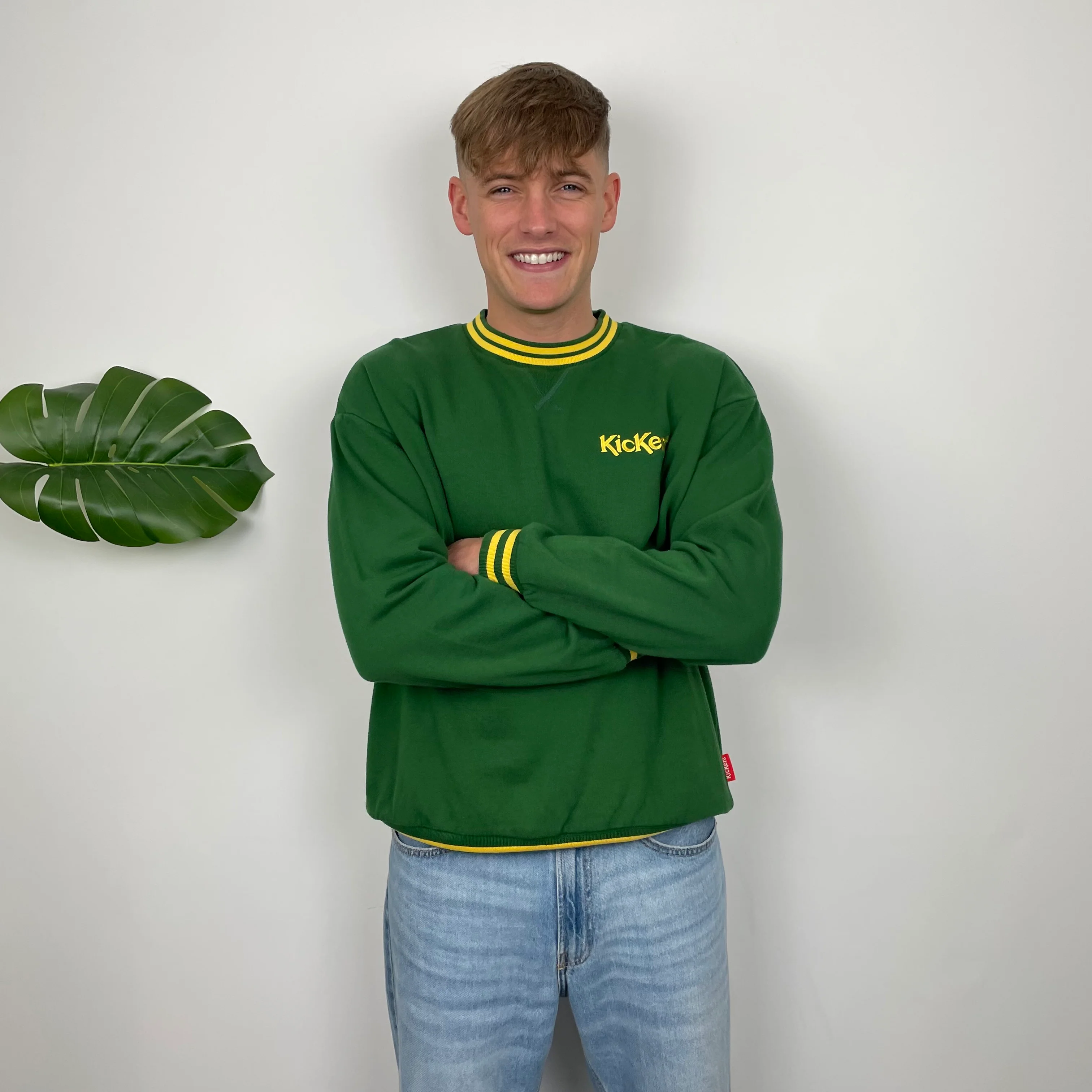Kickers Green Embroidered Spell Out Sweatshirt (S) - Image 2