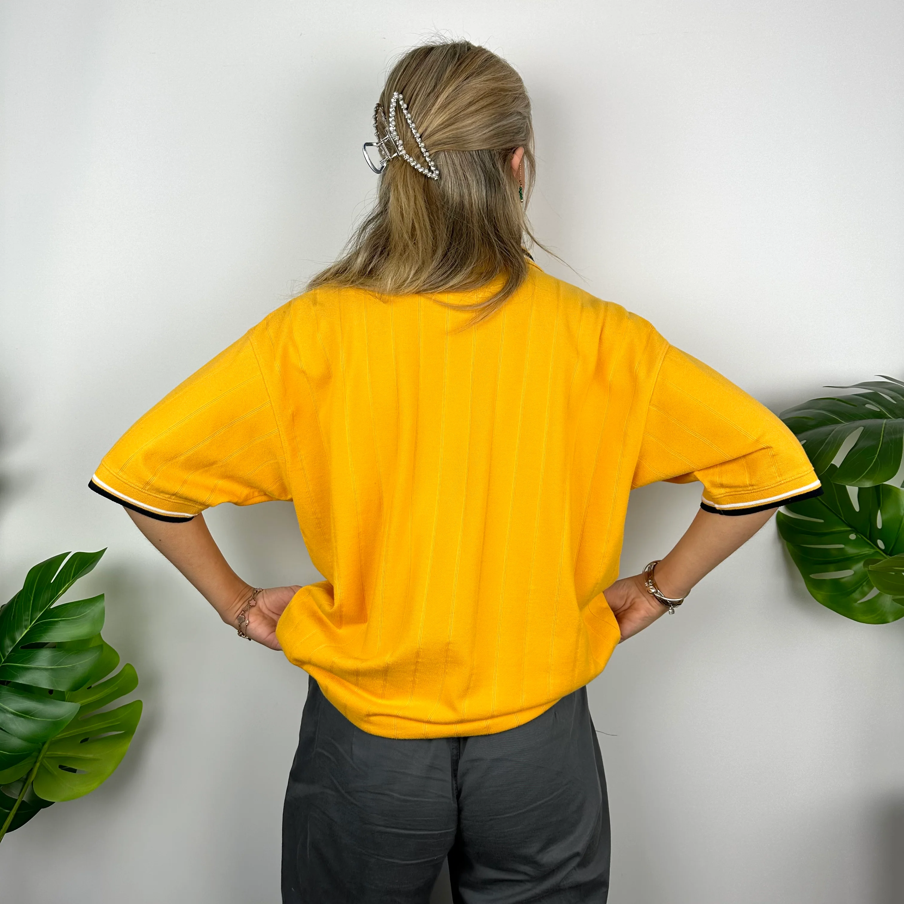 Kickers Yellow Embroidered Spell Out Polo Shirt (M) - Image 4