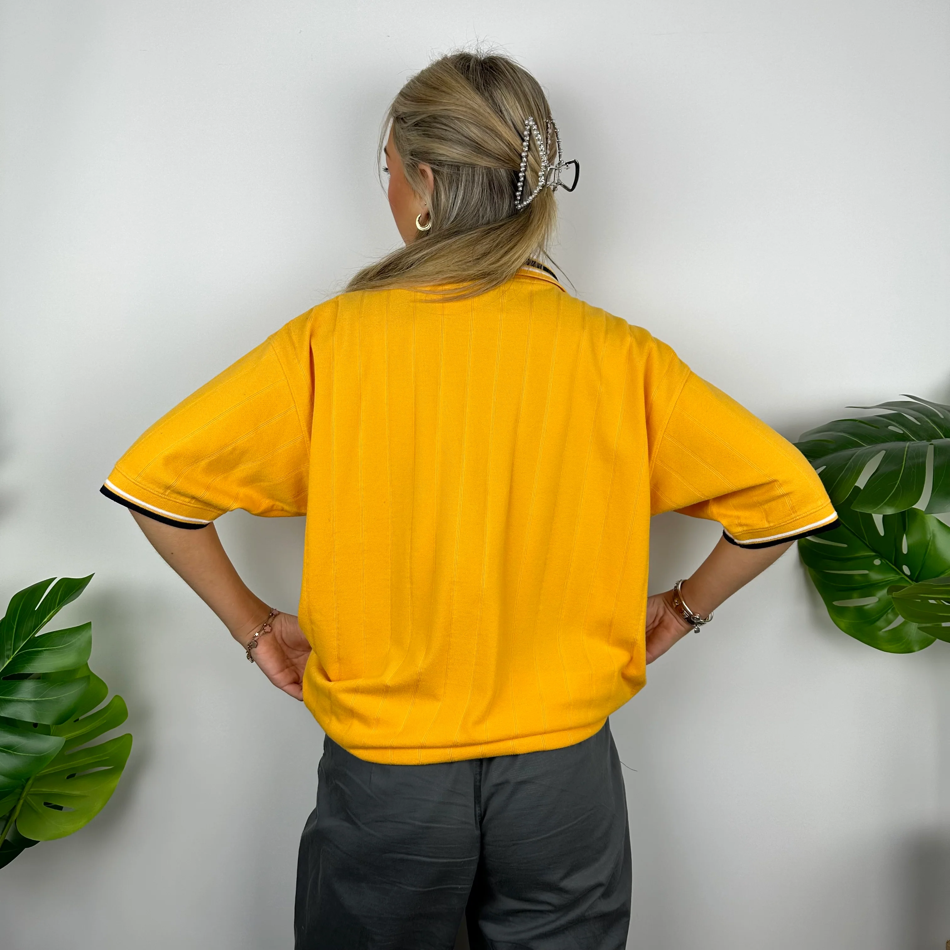 Kickers Yellow Embroidered Spell Out Polo Shirt (M) - Image 5