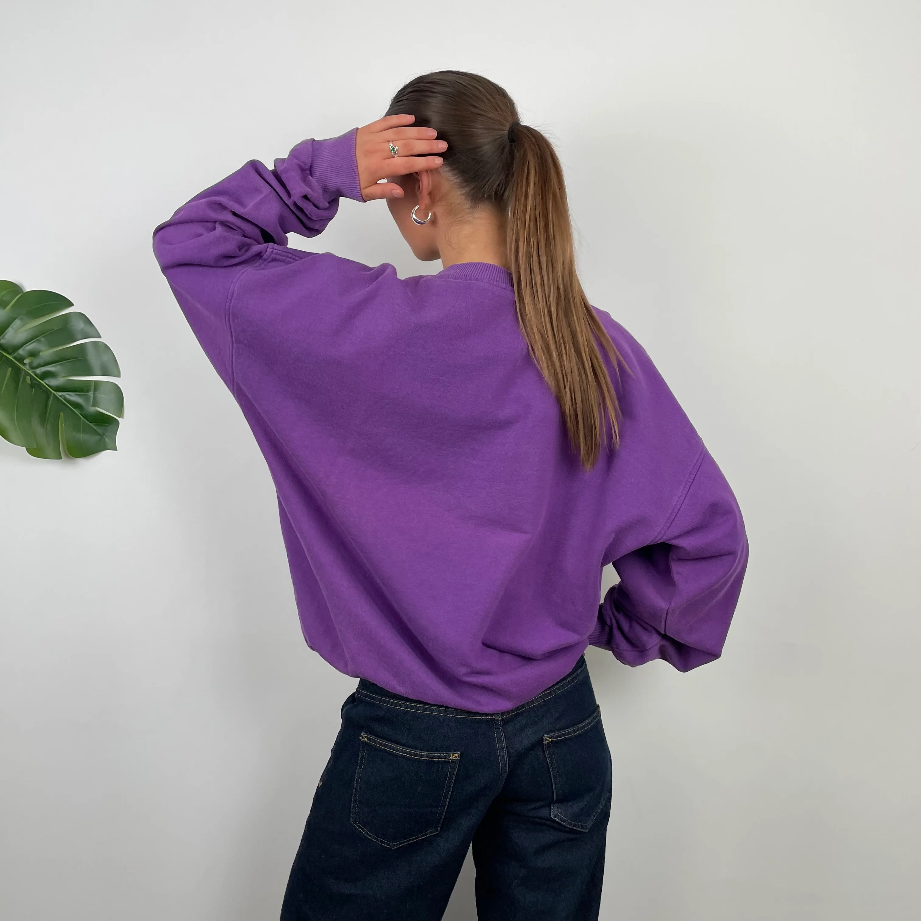Lacoste Purple Embroidered Spell Out Sweatshirt (M) - Image 7